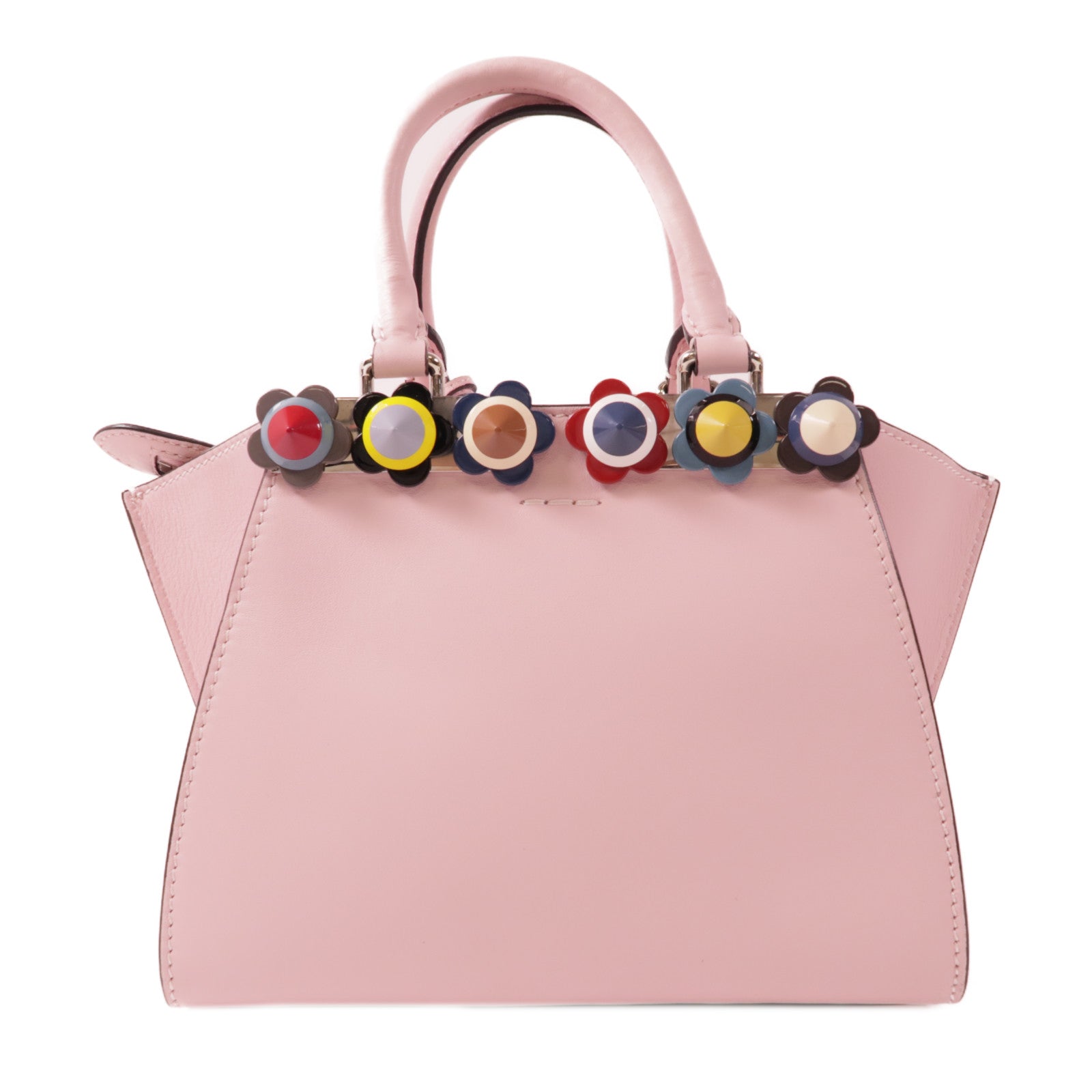 FENDI 牛皮皮革2 Way Shoulder銀扣手挽肩背兩用袋