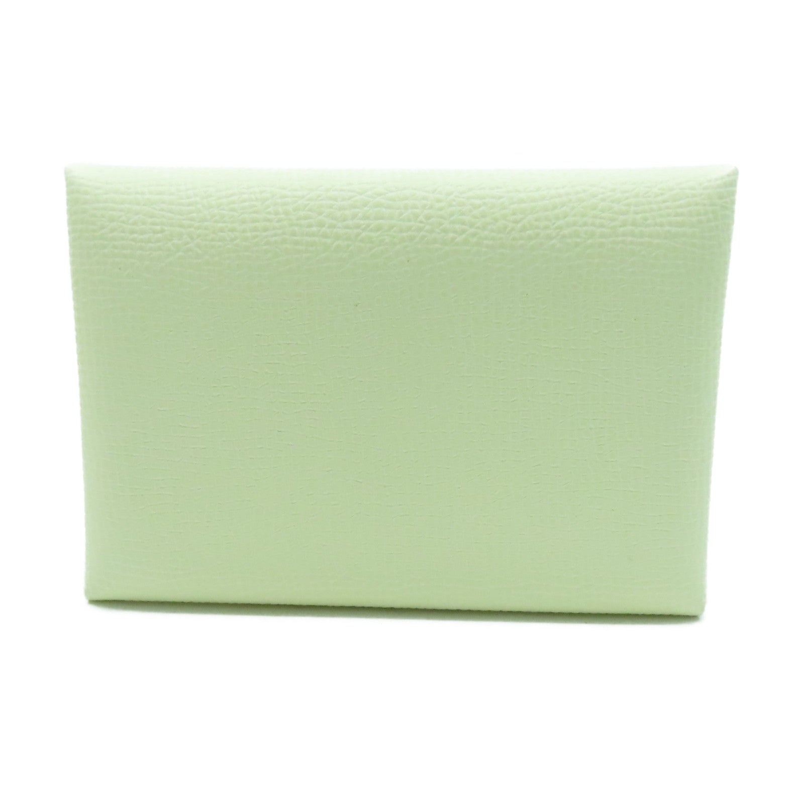 HERMES 【激減優惠】Epsom皮革Calvi Duo銀扣卡片套Nata奶油白色