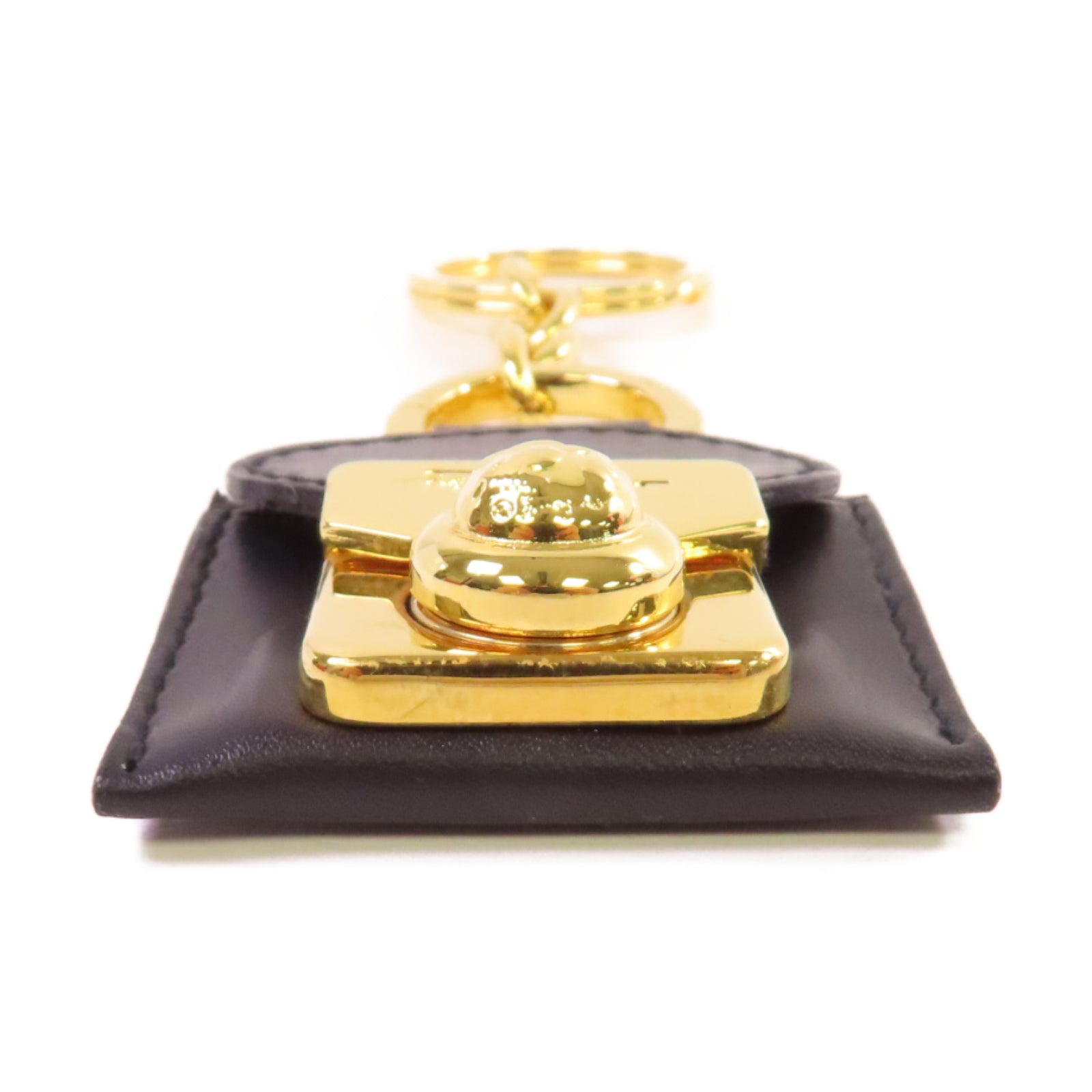 Salvatore Ferragamo 牛皮皮革/金屬Key Chain金扣鎖匙扣黑色