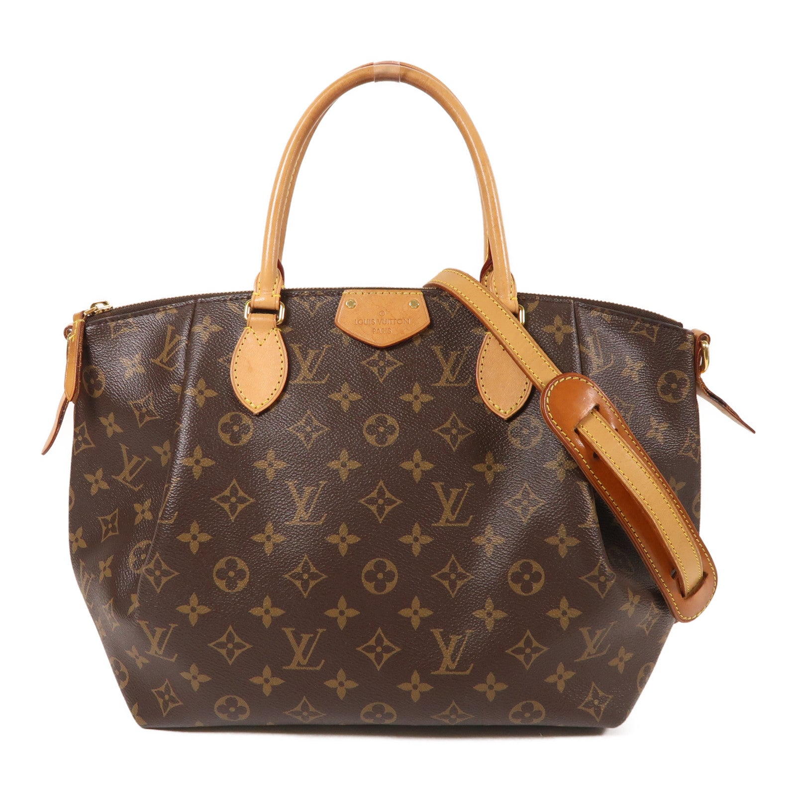 LOUIS VUITTON Monogram Turenne MM金扣手挽肩背兩用袋棕色