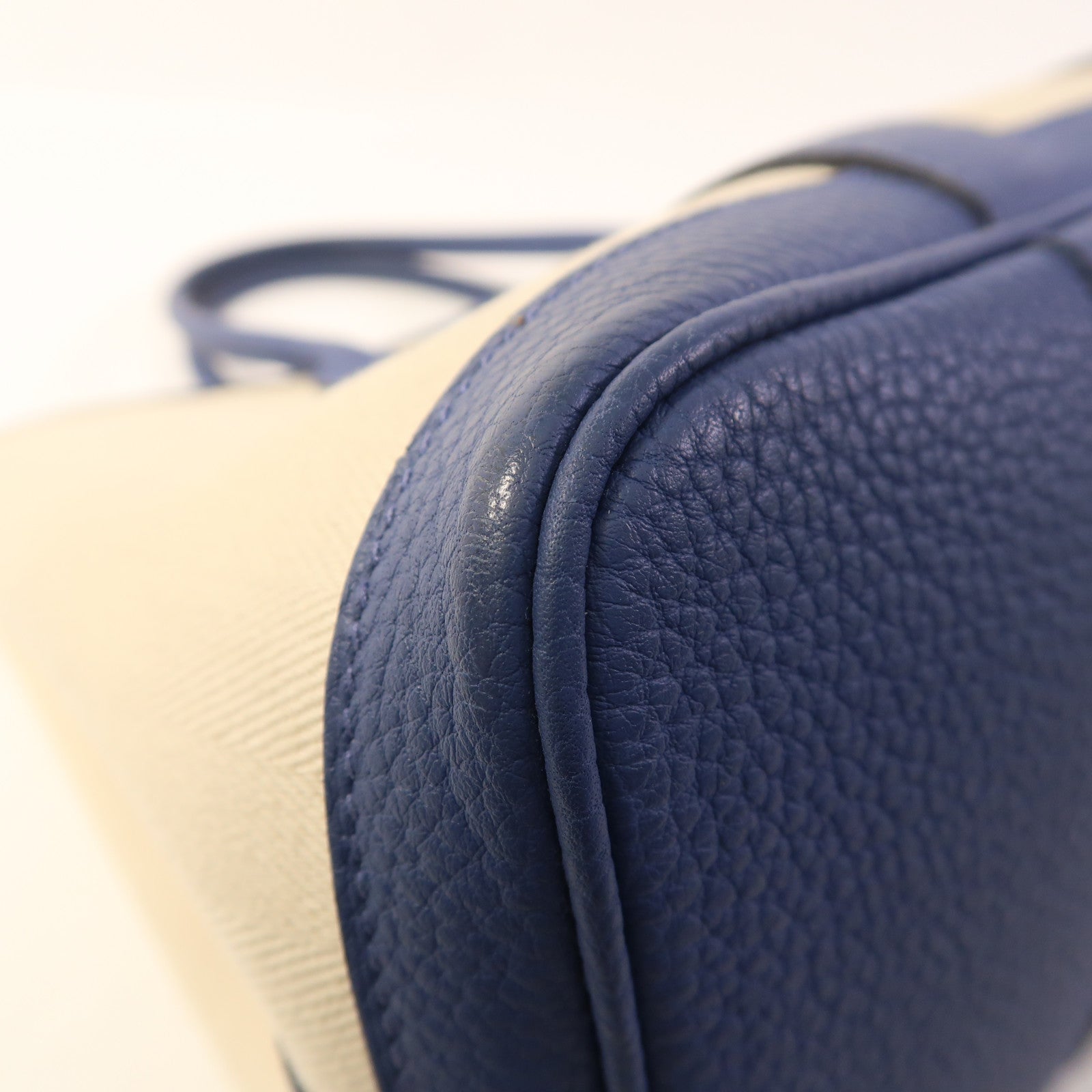 HERMES 帆布Garden Party TPM銀扣手挽袋Bleu Brighton