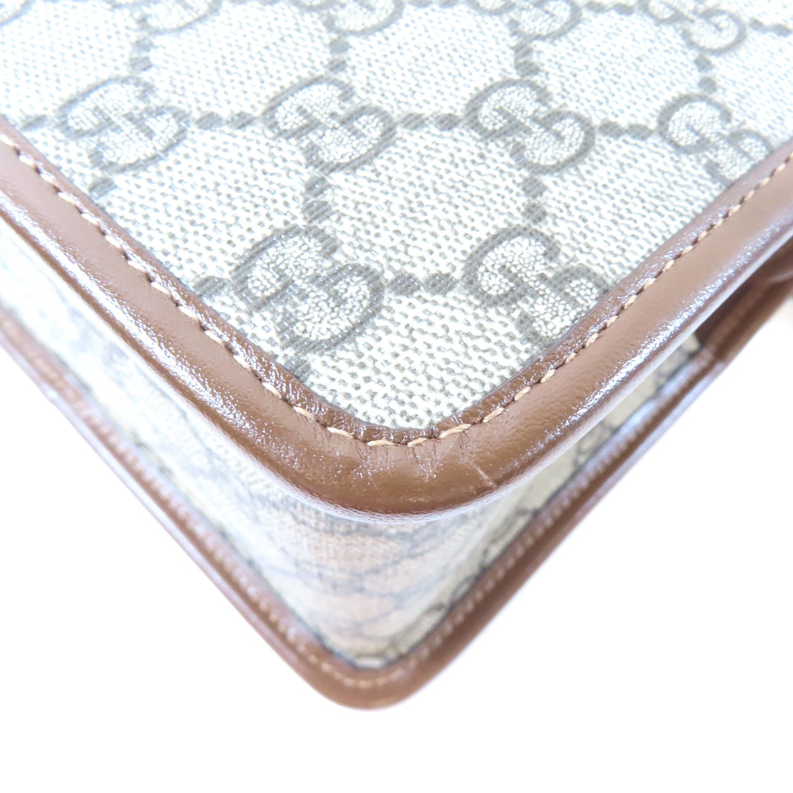 GUCCI 塗層帆布Horsebit 1955 Mini Top Handle Bag金扣手挽肩背兩用袋啡色