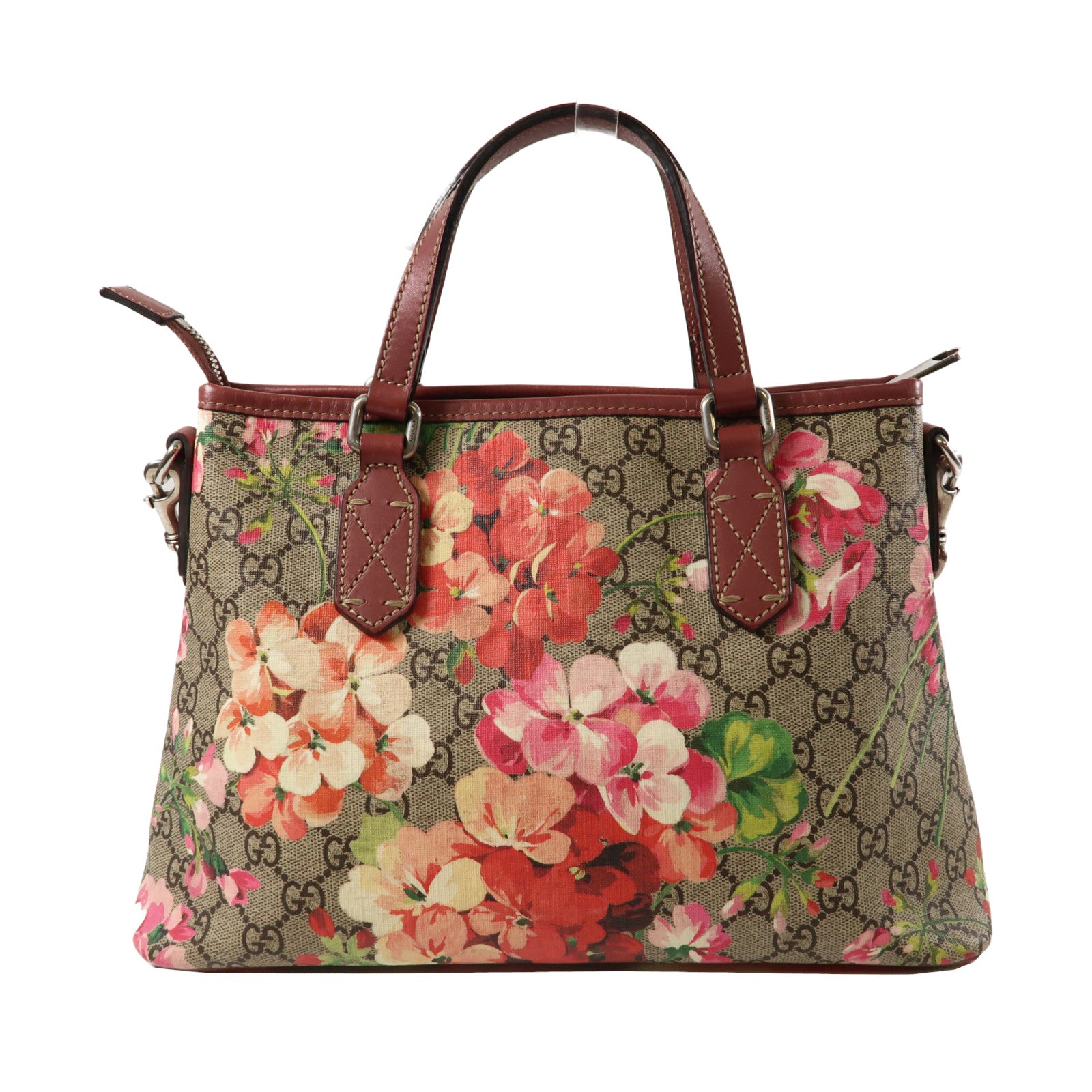 GUCCI 塗層帆布2 Way Shoulder Bag銀扣手挽肩背兩用袋粉紅色