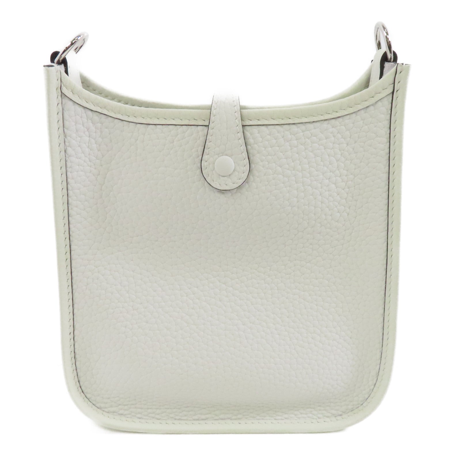 HERMES Clemence皮革Evelyne TPM銀扣肩背袋New White/白色