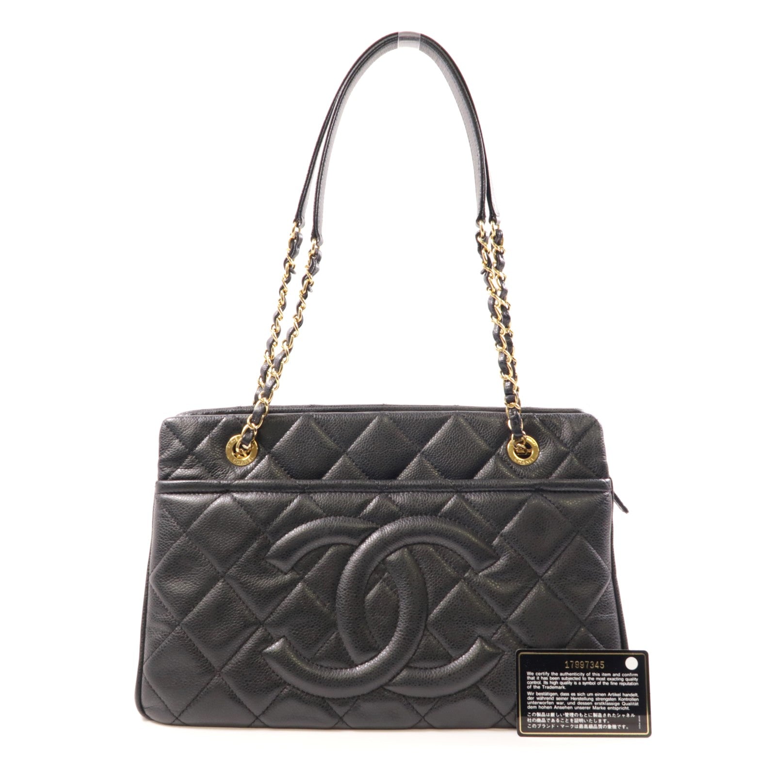 CHANEL 牛皮皮革Hand Bag金扣肩背袋黑色