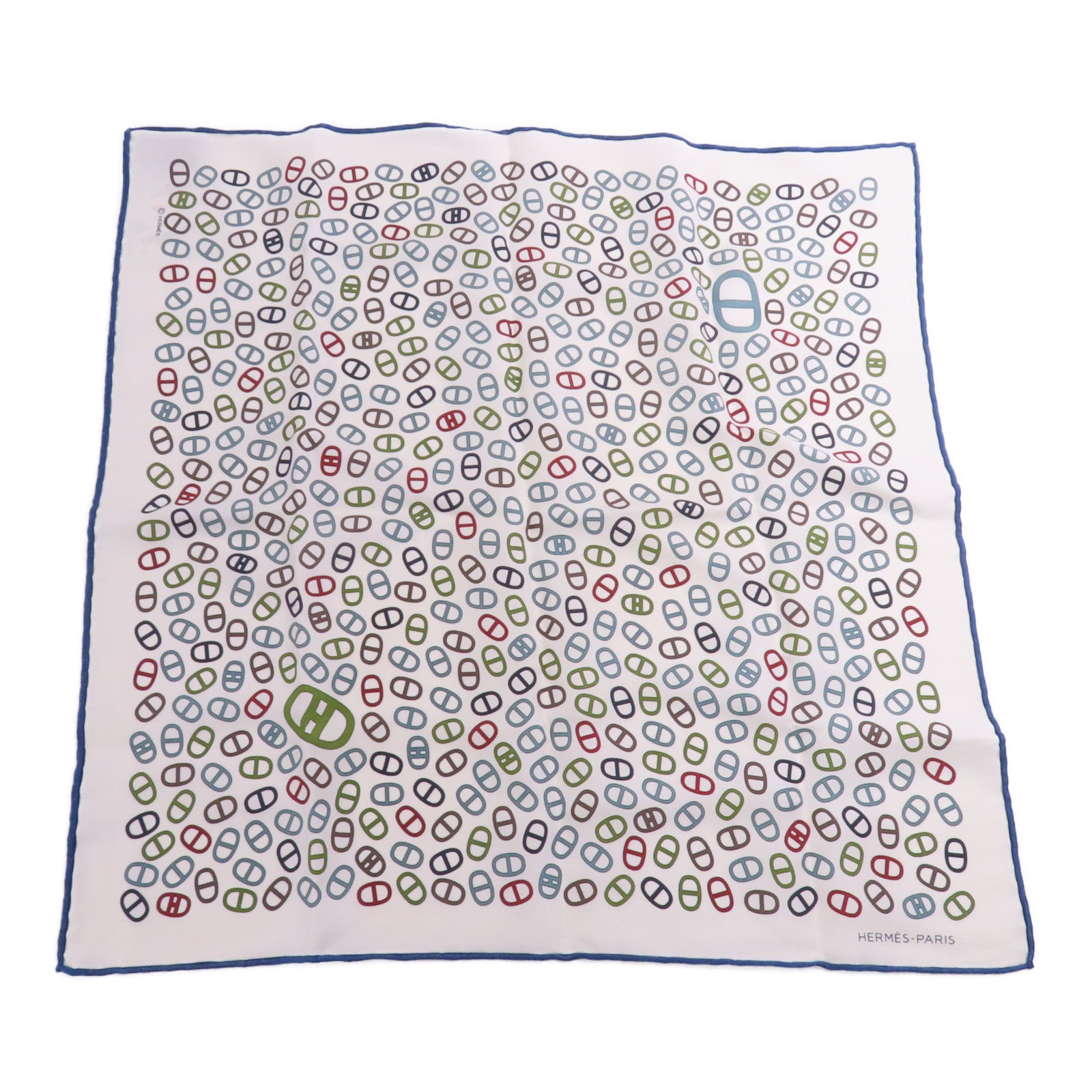 HERMES Scarf Silk White Multicolor