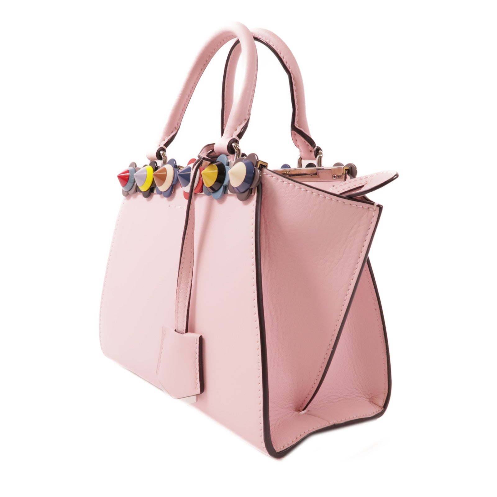 FENDI 牛皮皮革2 Way Shoulder銀扣手挽肩背兩用袋
