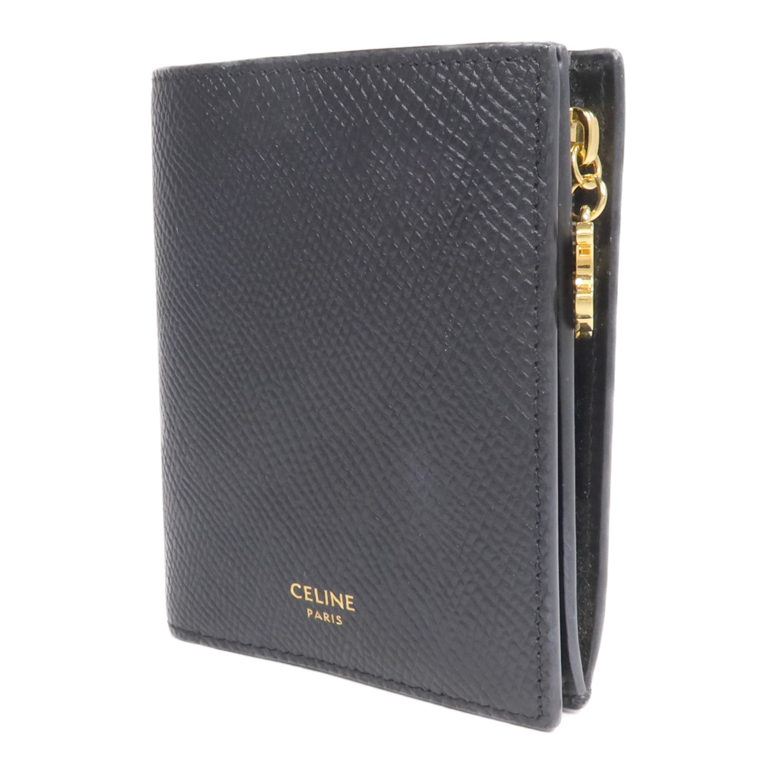 CELINE 牛皮皮革Triomphe Compact Wallet金扣錢包