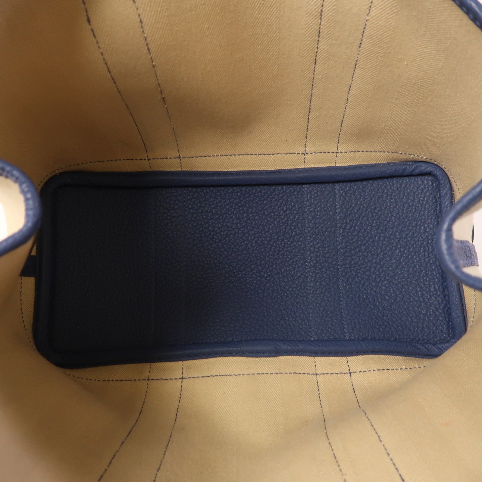 HERMES 帆布Garden Party TPM銀扣手挽袋Bleu Brighton