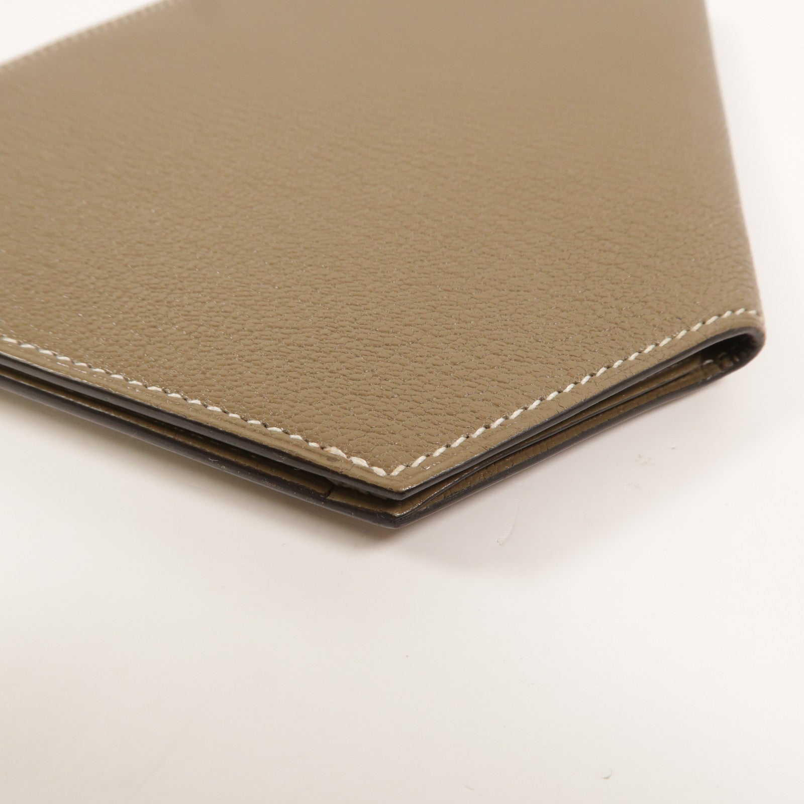 HERMES Chevre皮革Clochette Compact Wallet長錢包Etoupe