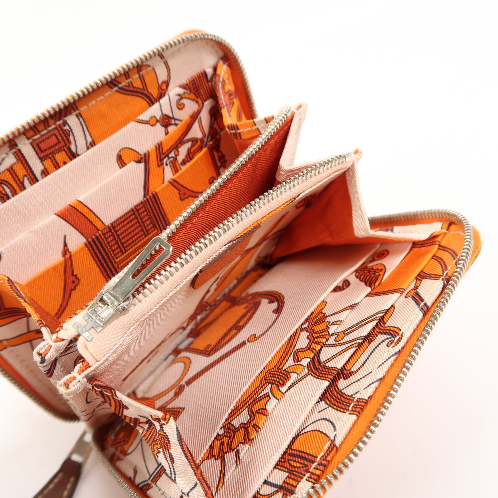 HERMES Evercolor皮革Silk In Compact銀扣錢包9J Feu
