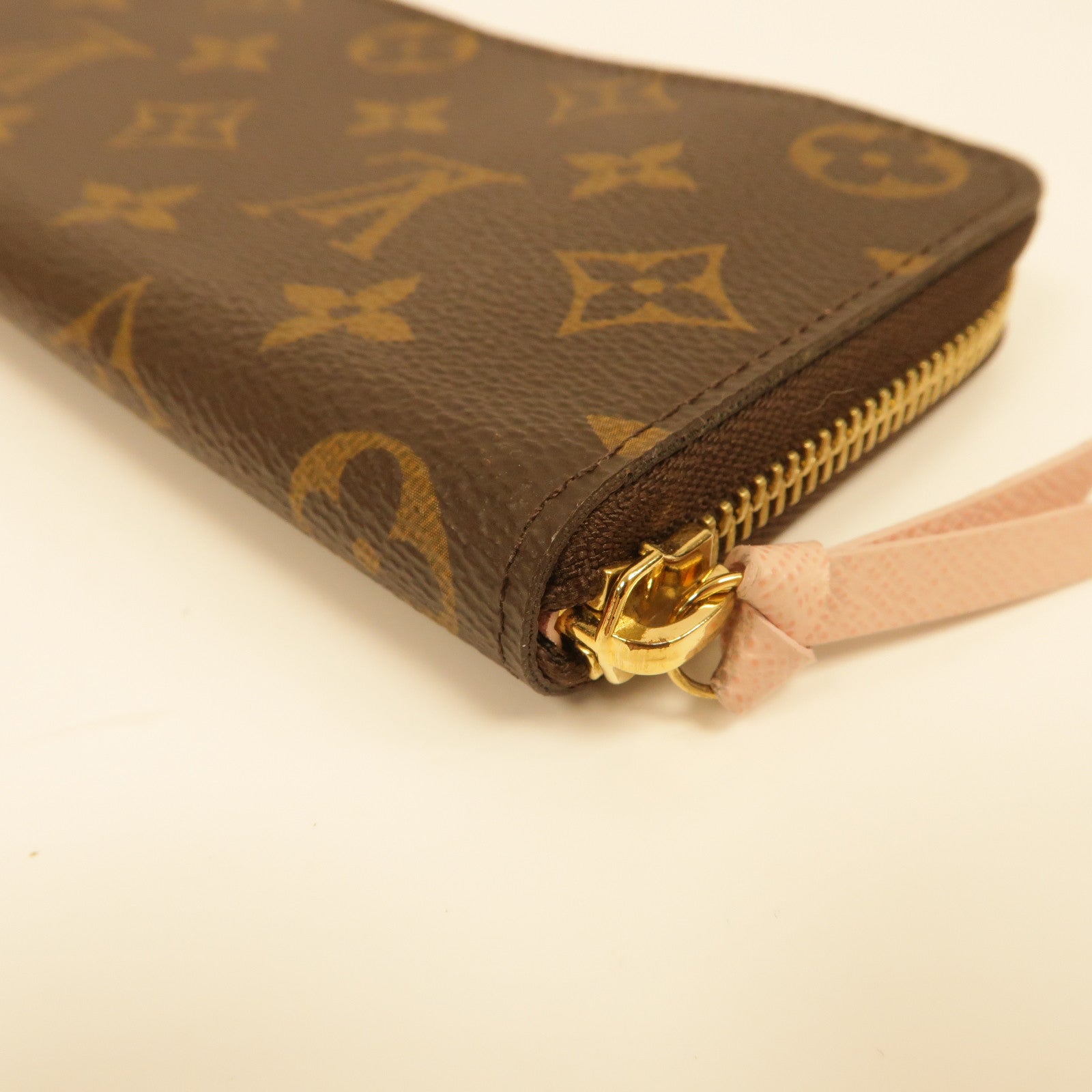 LOUIS VUITTON Monogram Clemence Wallet金扣長錢包啡色/粉紅色
