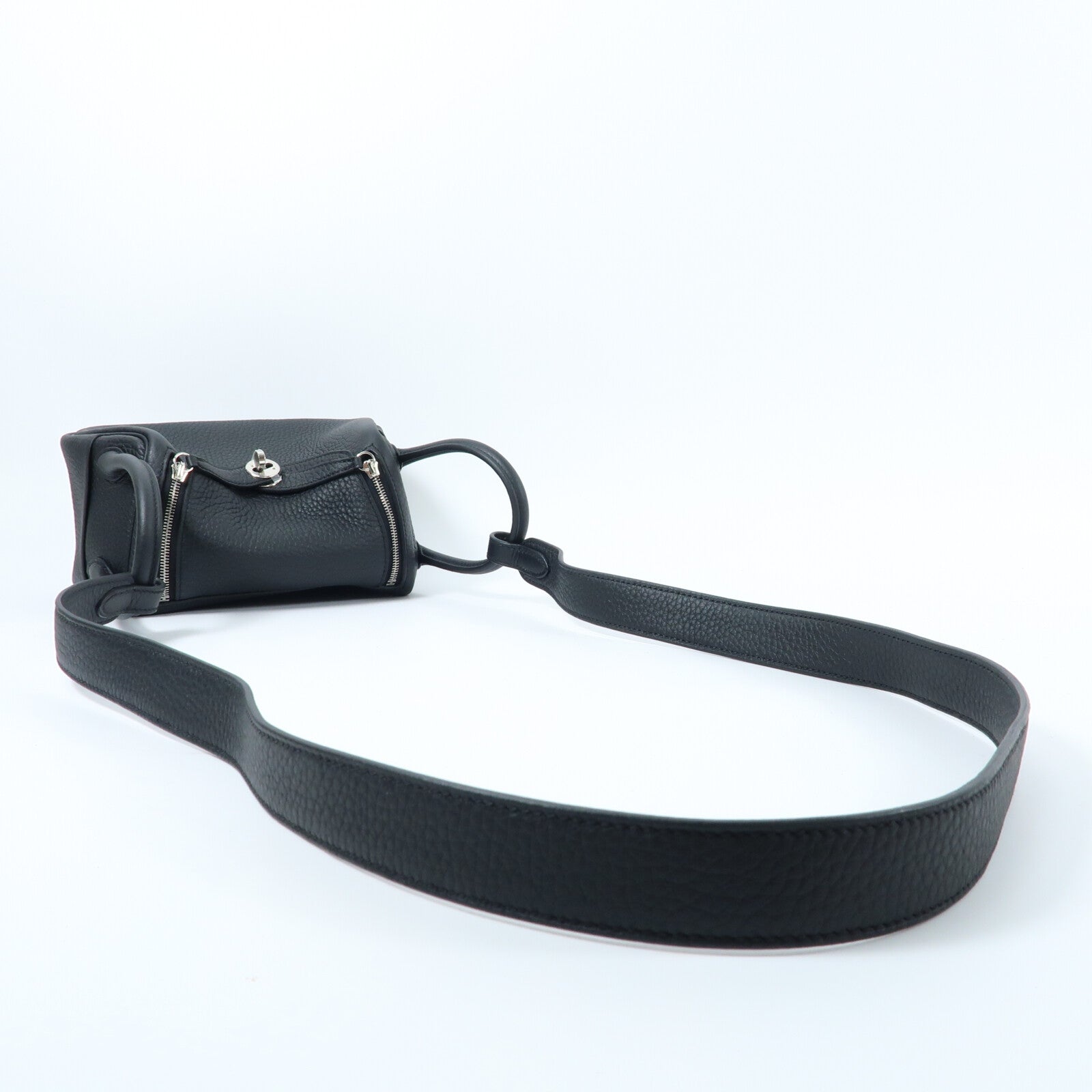 HERMES Clemence皮革Mini Lindy手挽肩背兩用袋Noir