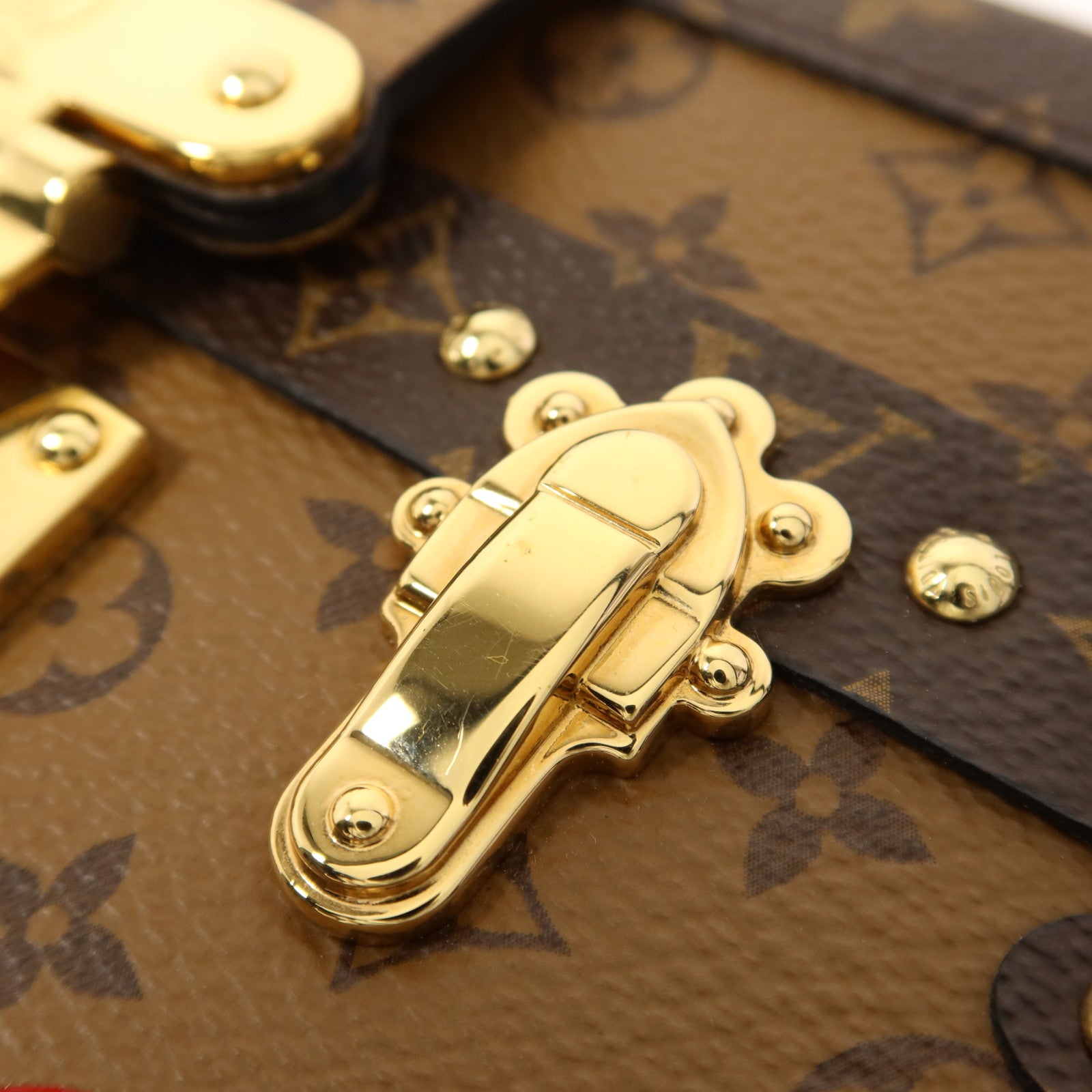 LOUIS VUITTON Monogram Reverse Petite Malle金扣肩背袋