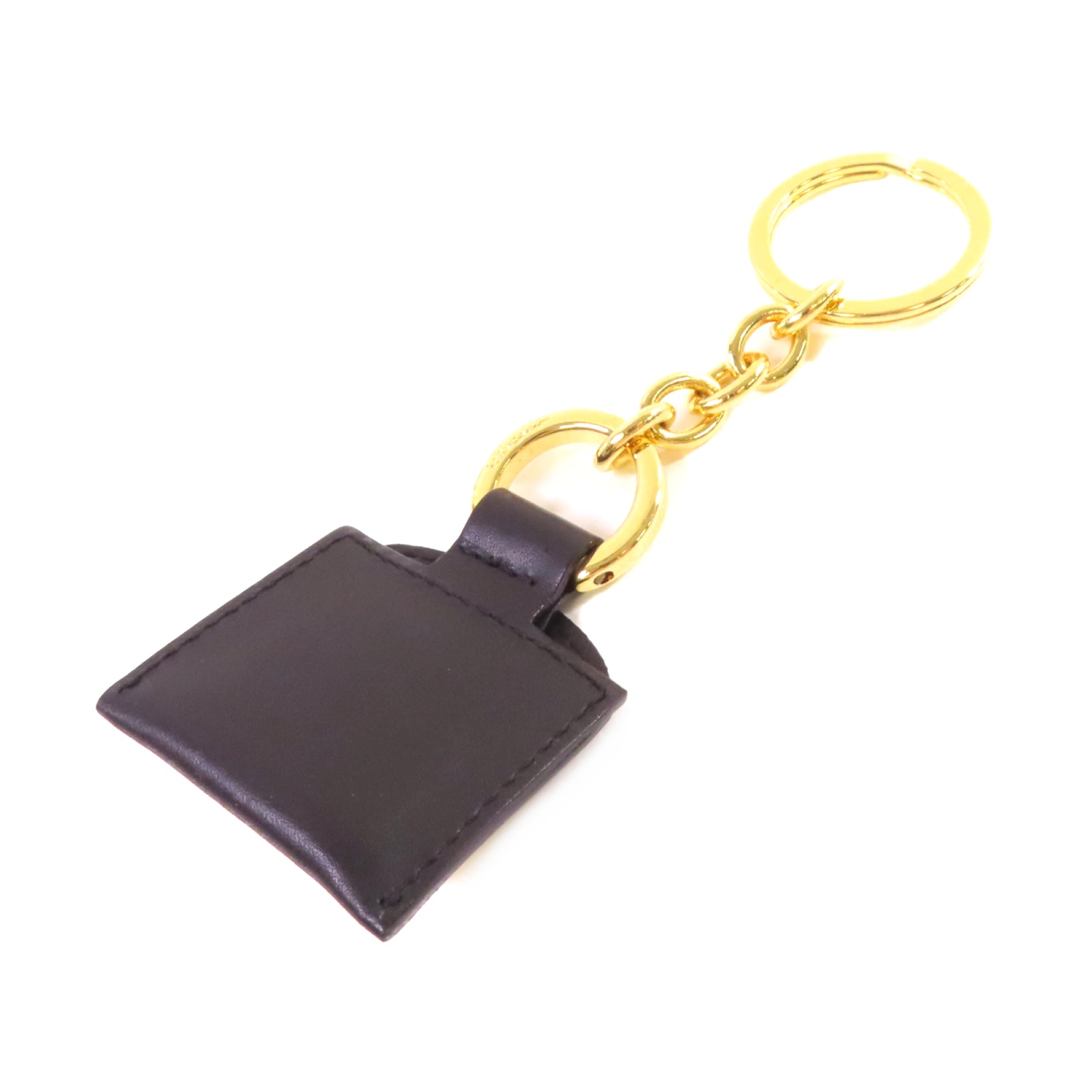 Salvatore Ferragamo 牛皮皮革/金屬Key Chain金扣鎖匙扣黑色