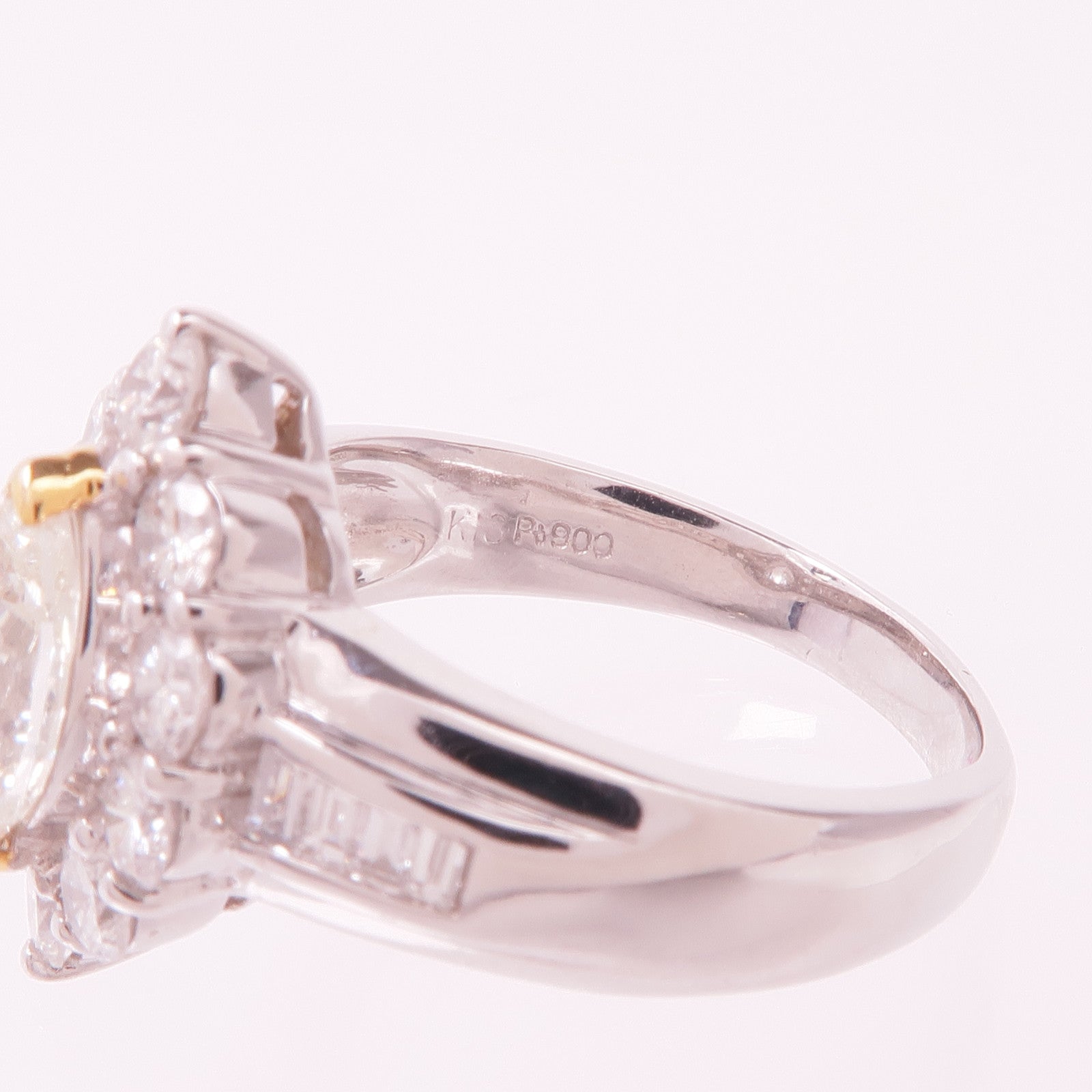 JEWELRY PT900鉑金/18K黃金Diamond Ring鑽石戒指US#6.75