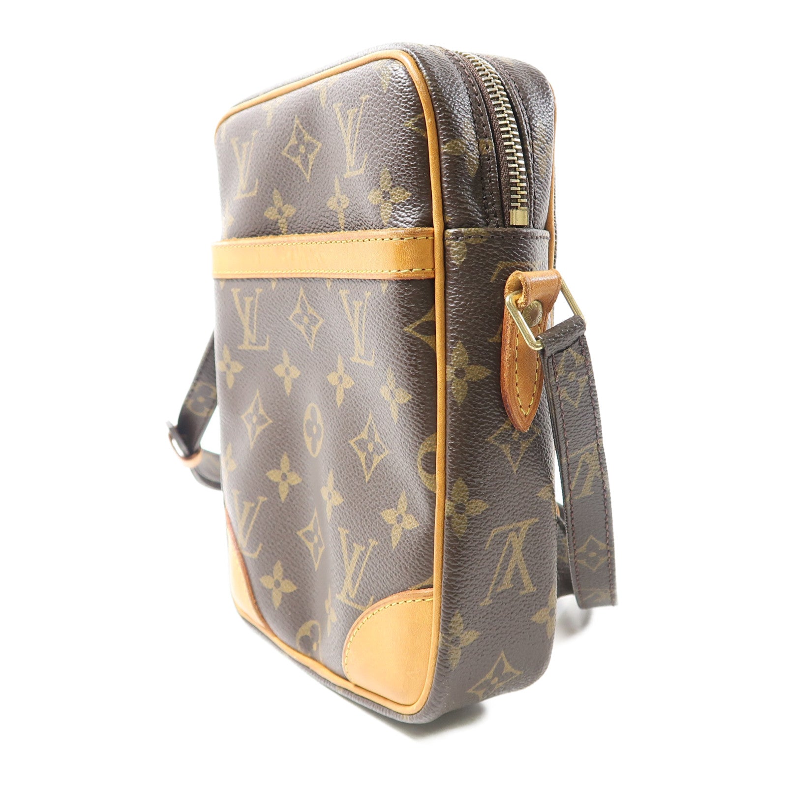 LOUIS VUITTON Monogram Danube金扣肩背袋棕色