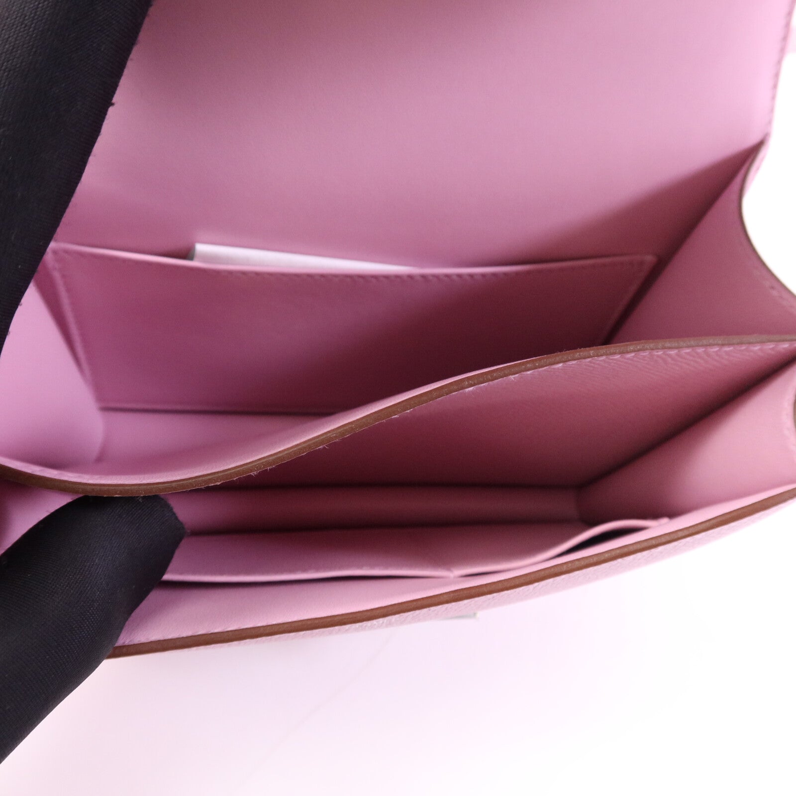 HERMES Epsom皮革Constance Mini銀扣肩背袋Mauve Sylvestre