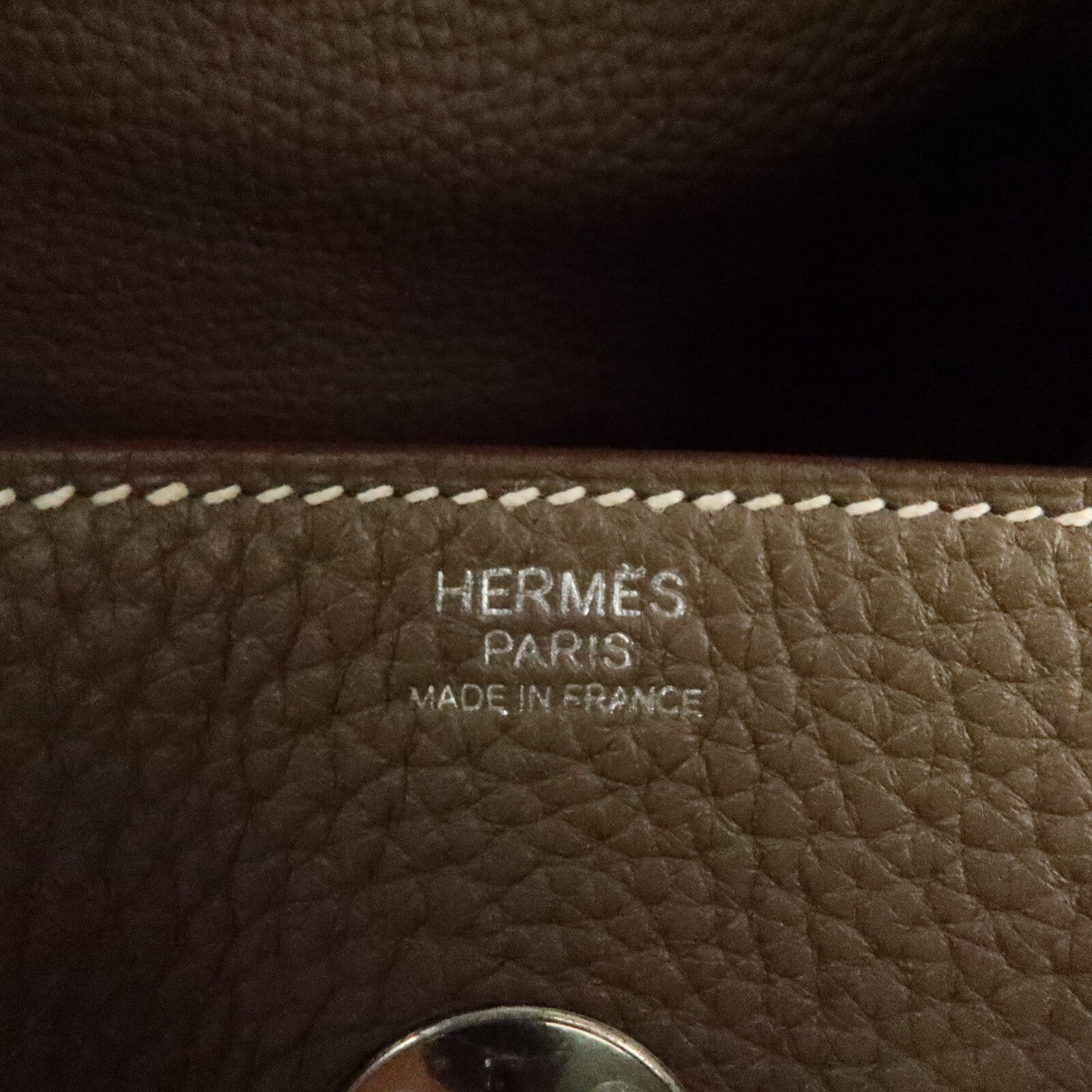 HERMES Togo皮革Lindy 34銀扣手挽肩背兩用袋Etoupe