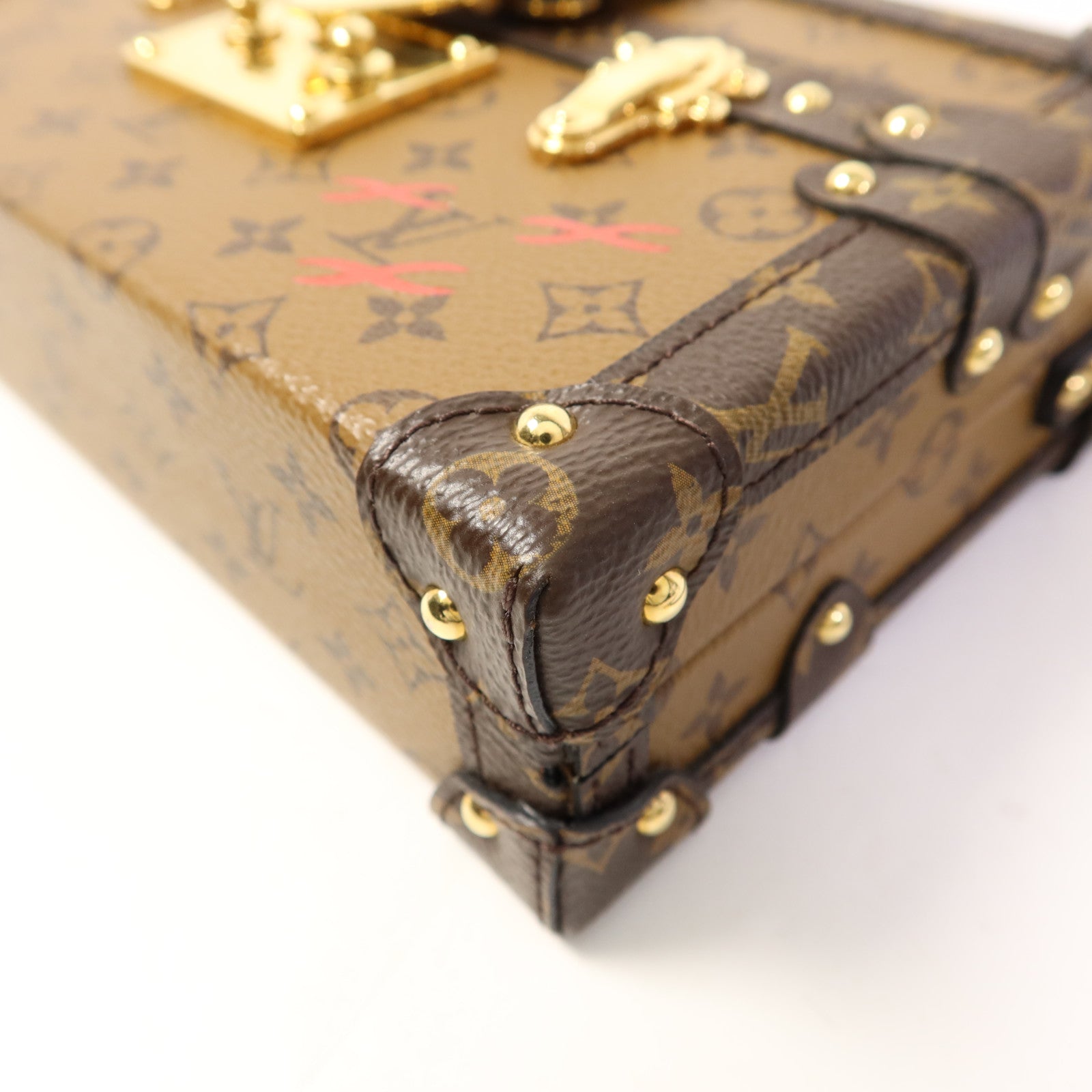 LOUIS VUITTON Monogram Reverse Petite Malle金扣肩背袋