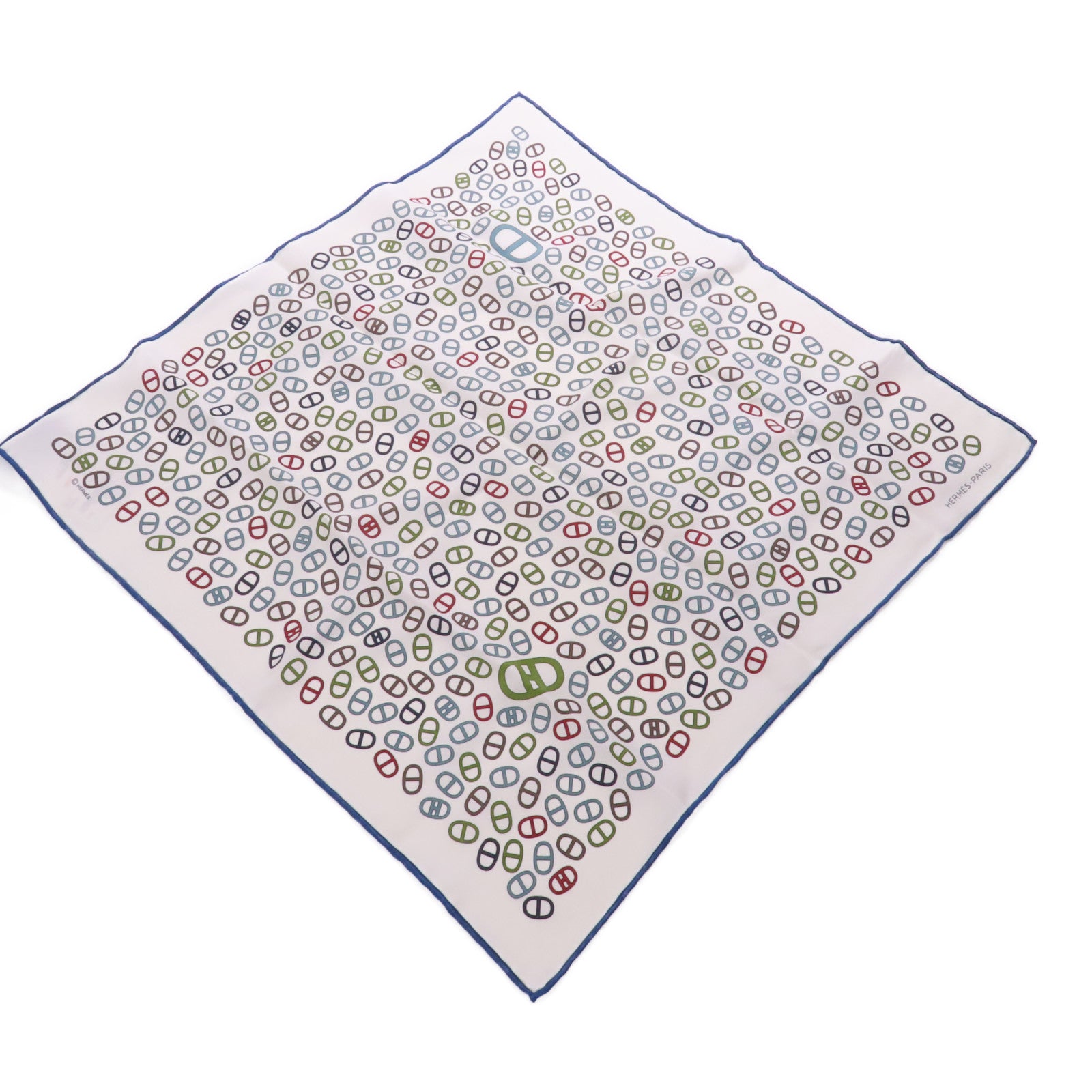 HERMES Scarf Silk White Multicolor