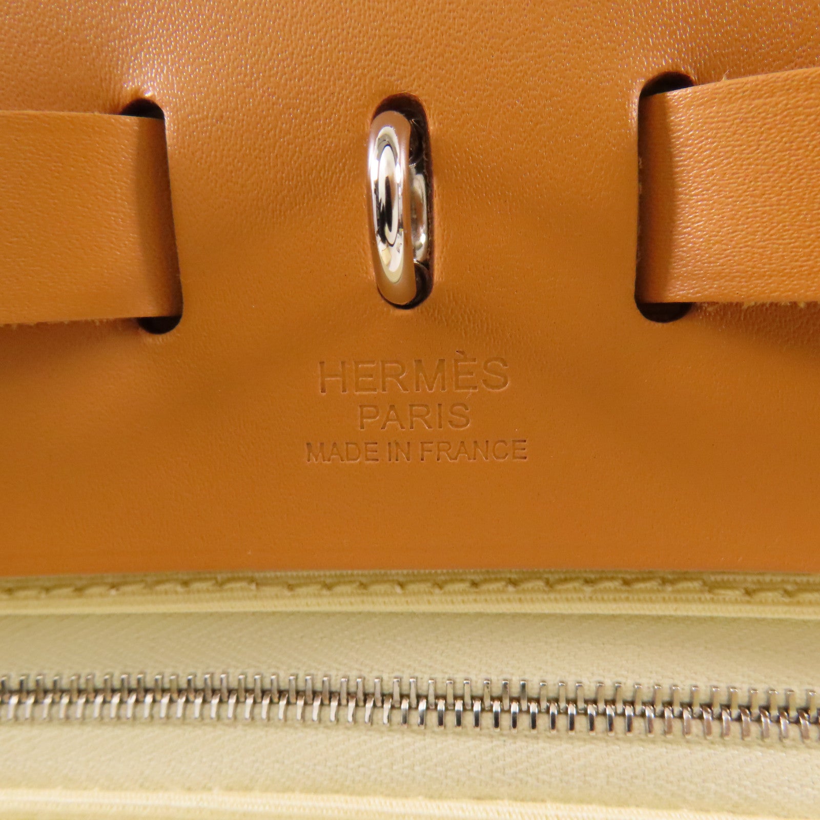 HERMES 帆布/皮革Herbag PM銀扣手挽肩背兩用袋