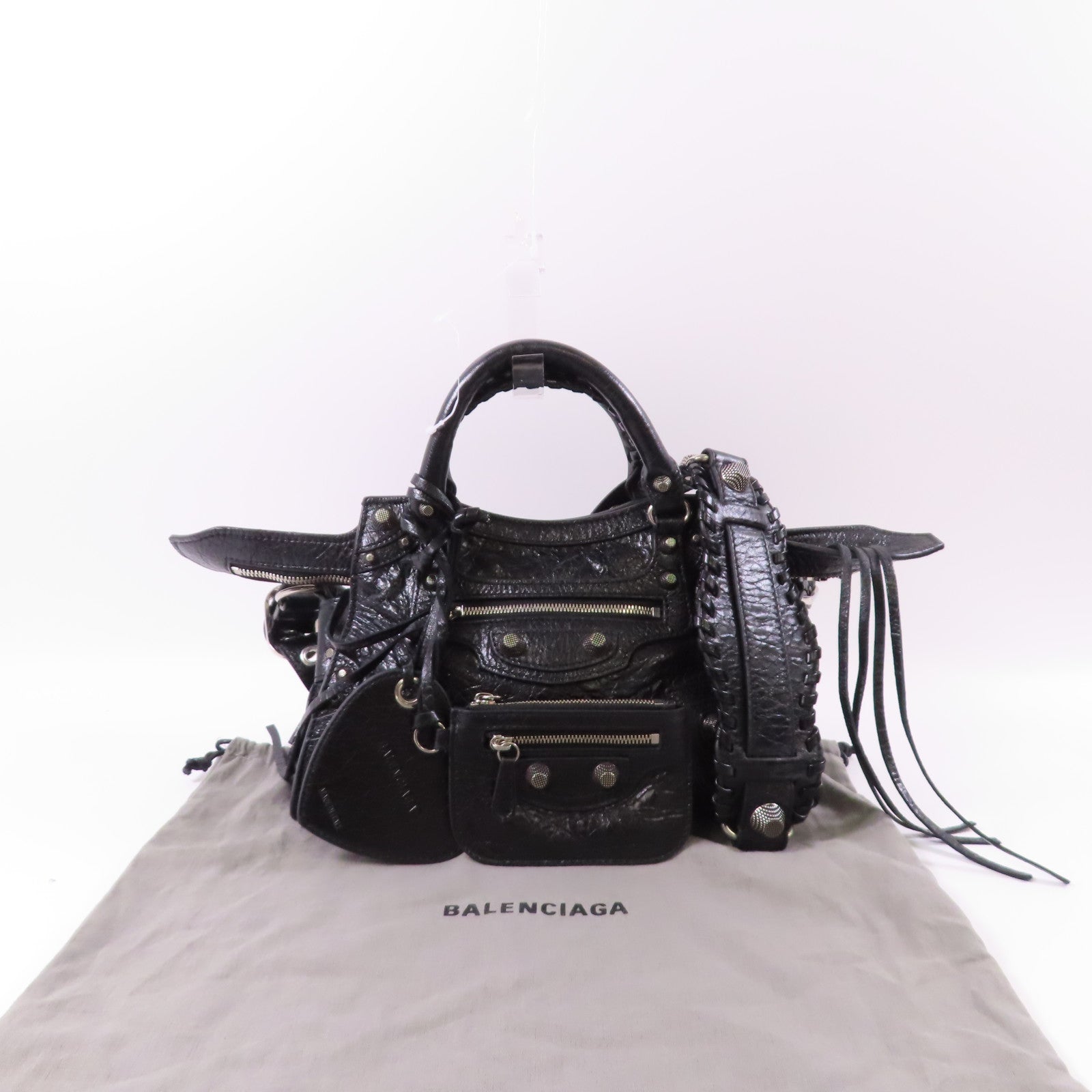 BALENCIAGA 牛皮皮革Neo Cagole銀扣手挽肩背兩用袋
