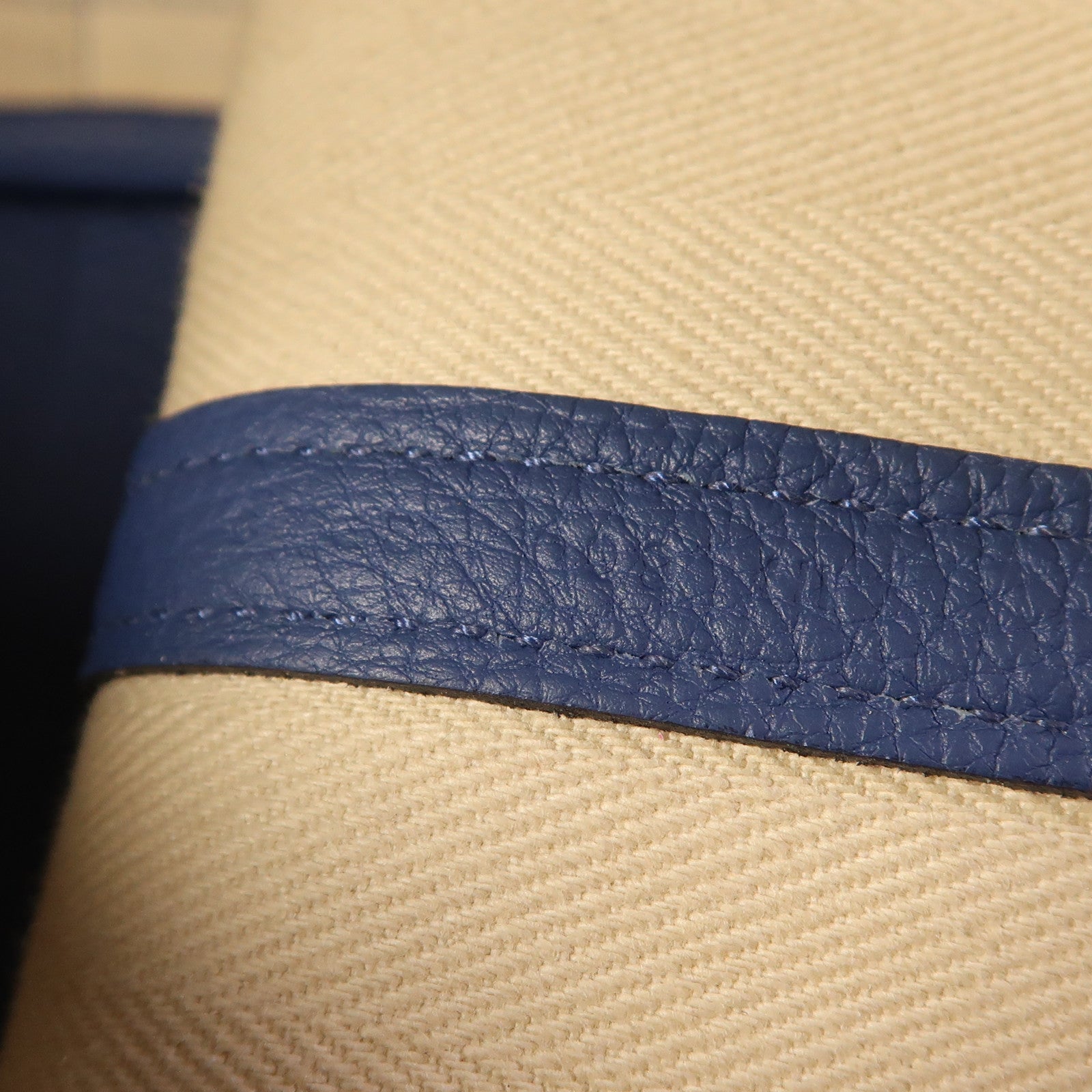 HERMES 帆布Garden Party TPM銀扣手挽袋Bleu Brighton