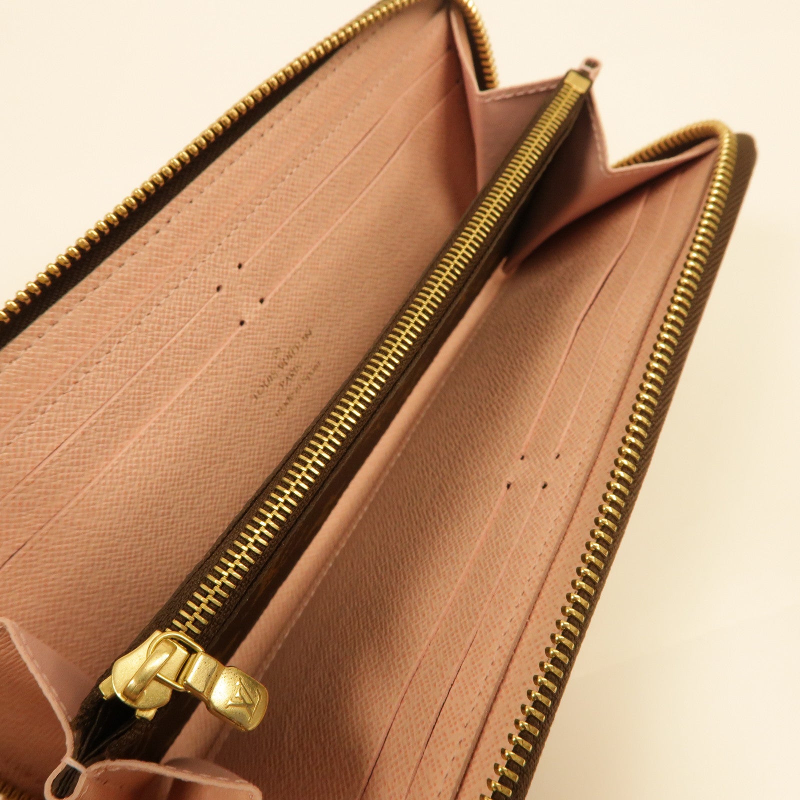LOUIS VUITTON Monogram Clemence Wallet金扣長錢包啡色/粉紅色