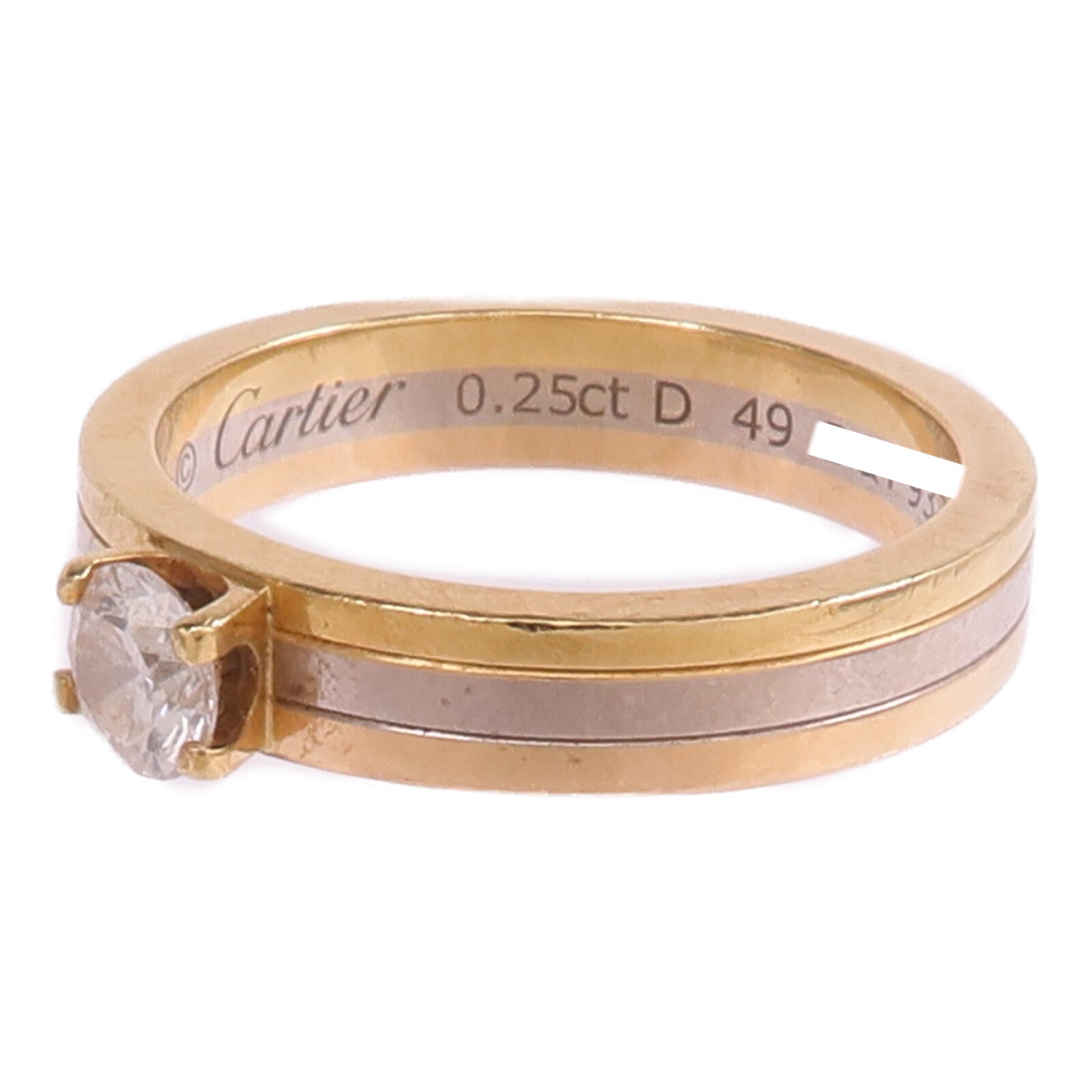 CARTIER 18K黃金/白金/玫瑰金Trinity Solitaire鑽石戒指Cartier#49/US#5