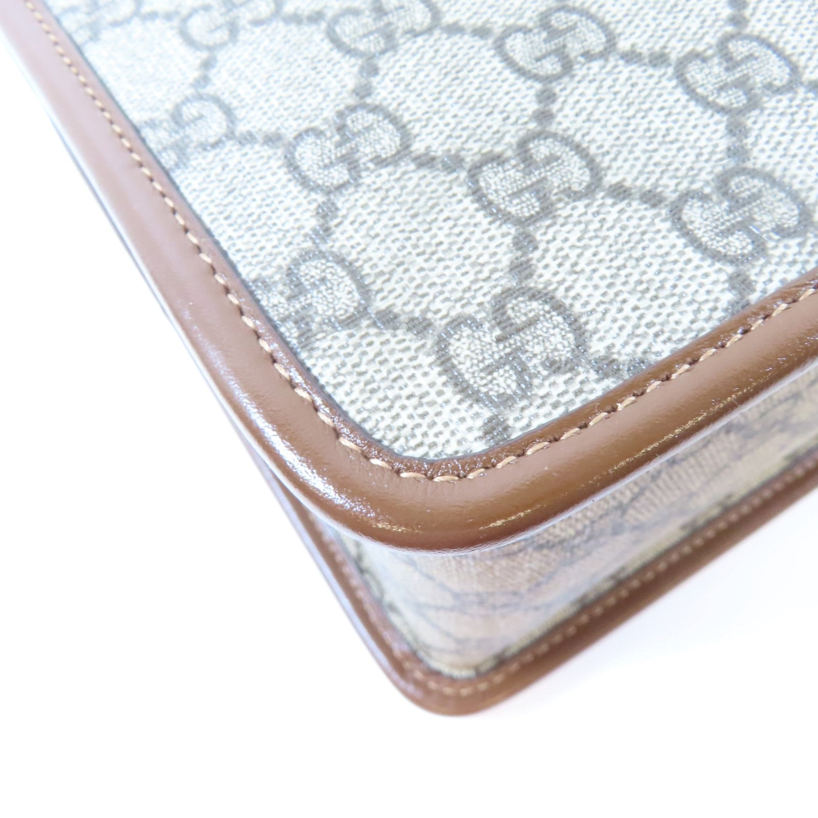 GUCCI 塗層帆布Horsebit 1955 Mini Top Handle Bag金扣手挽肩背兩用袋啡色