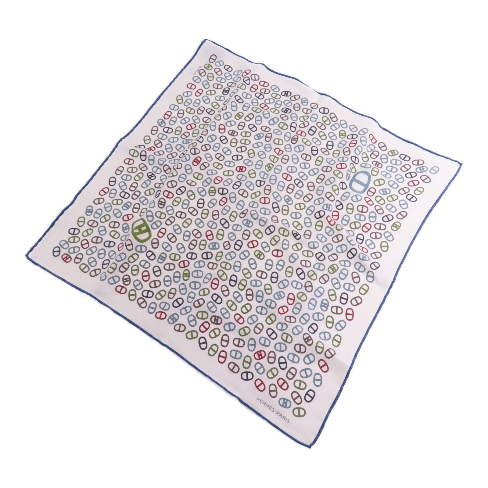 HERMES Scarf Silk White Multicolor