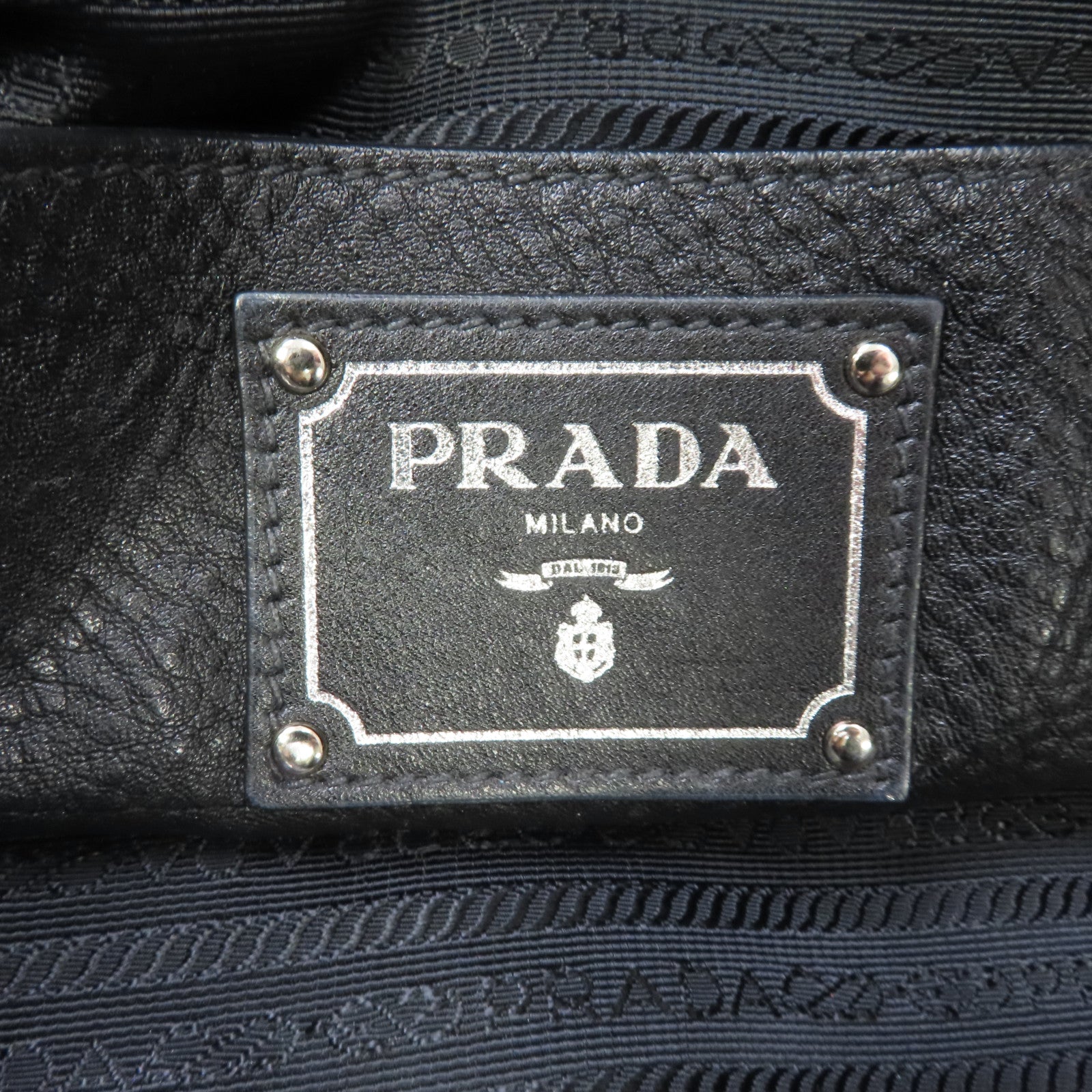 PRADA 牛皮皮革Galleria銀扣手挽肩背兩用袋黑色