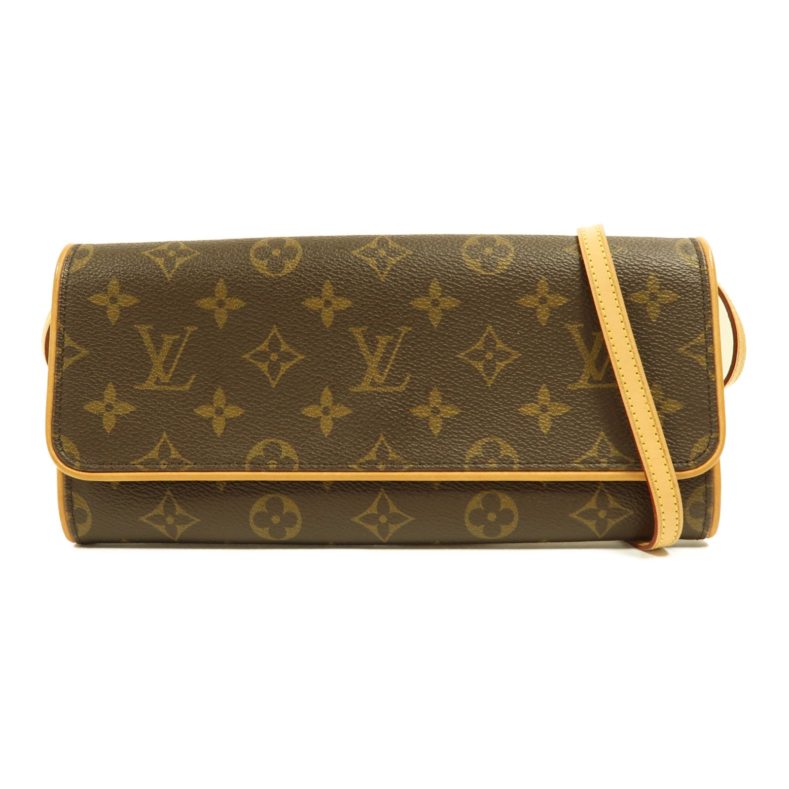 LOUIS VUITTON Monogram Pechette Twin GM金扣肩背袋啡色