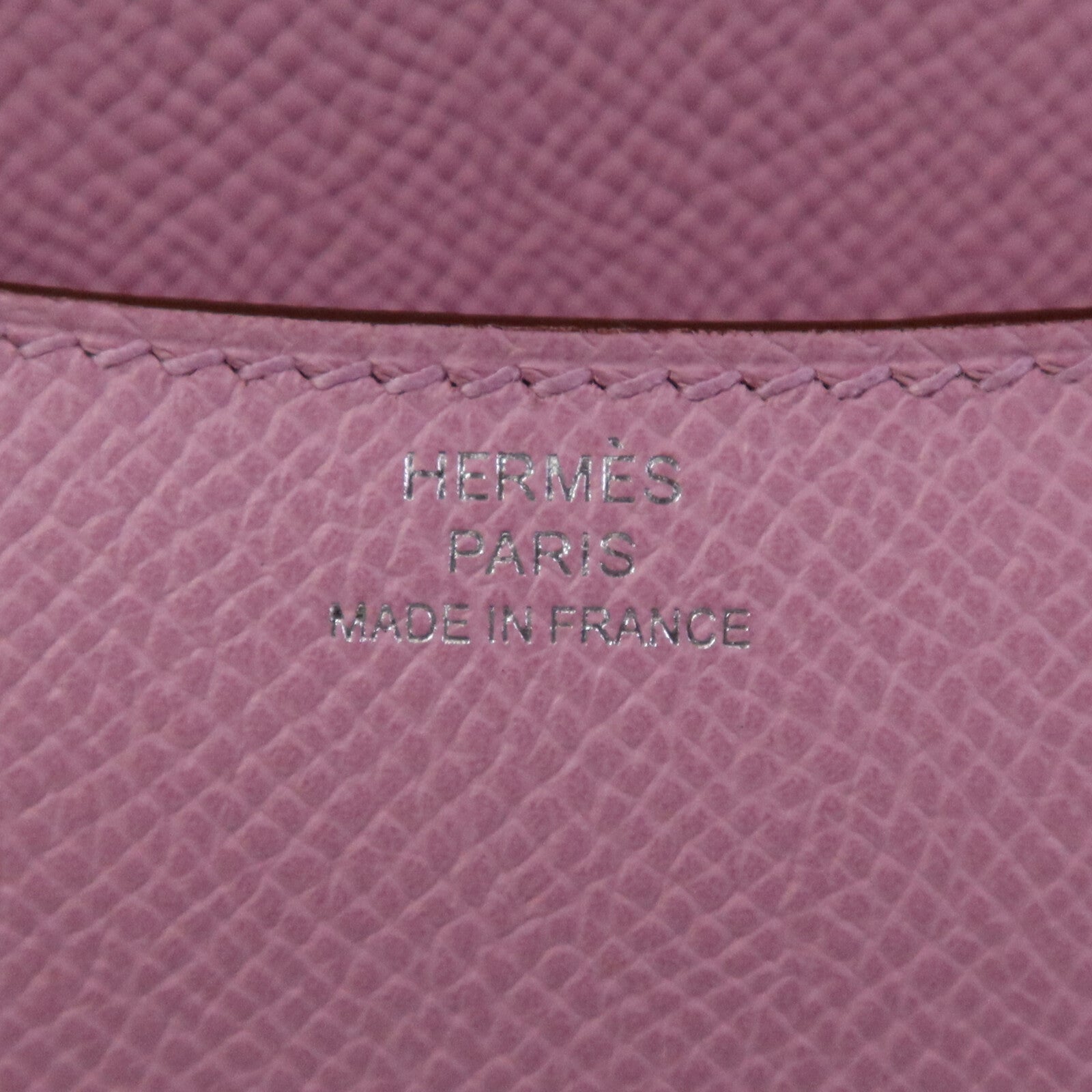 HERMES Epsom皮革Constance Mini銀扣肩背袋Mauve Sylvestre