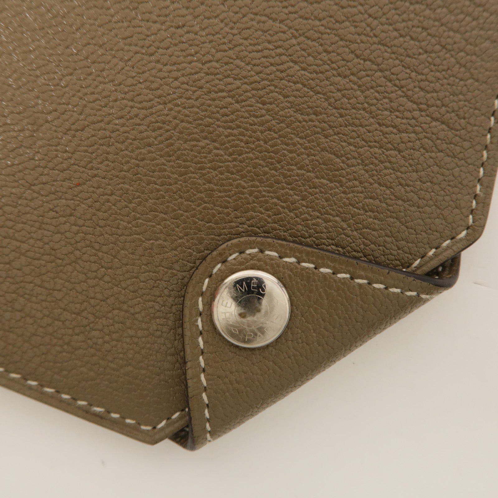 HERMES Chevre皮革Clochette Compact Wallet長錢包Etoupe