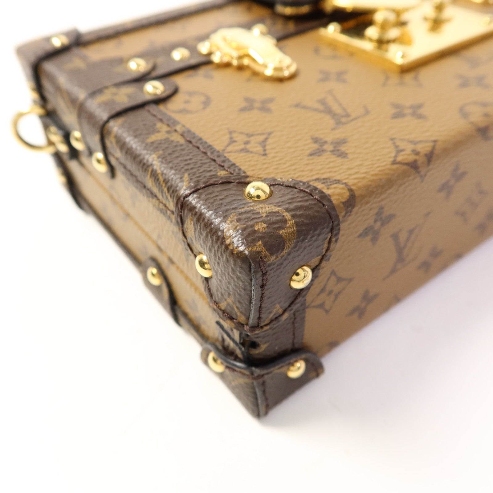 LOUIS VUITTON Monogram Reverse Petite Malle金扣肩背袋