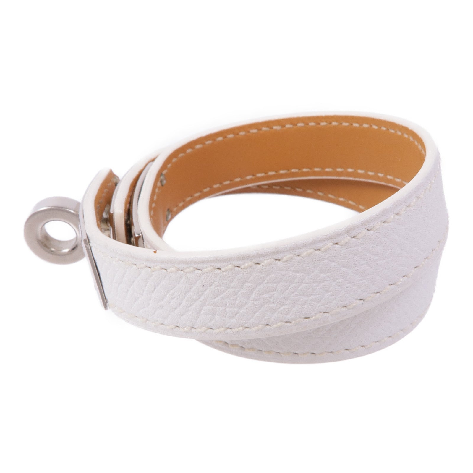 HERMES Epsom皮革Kelly Double Tour Bracelet銀扣手帶