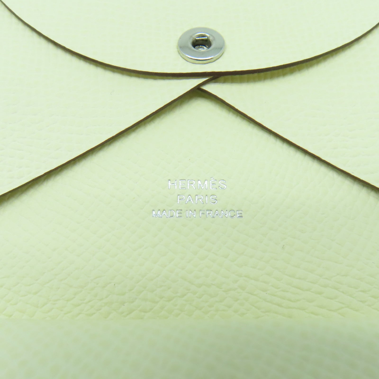 HERMES 【激減優惠】Epsom皮革Calvi Duo銀扣卡片套Nata奶油白色