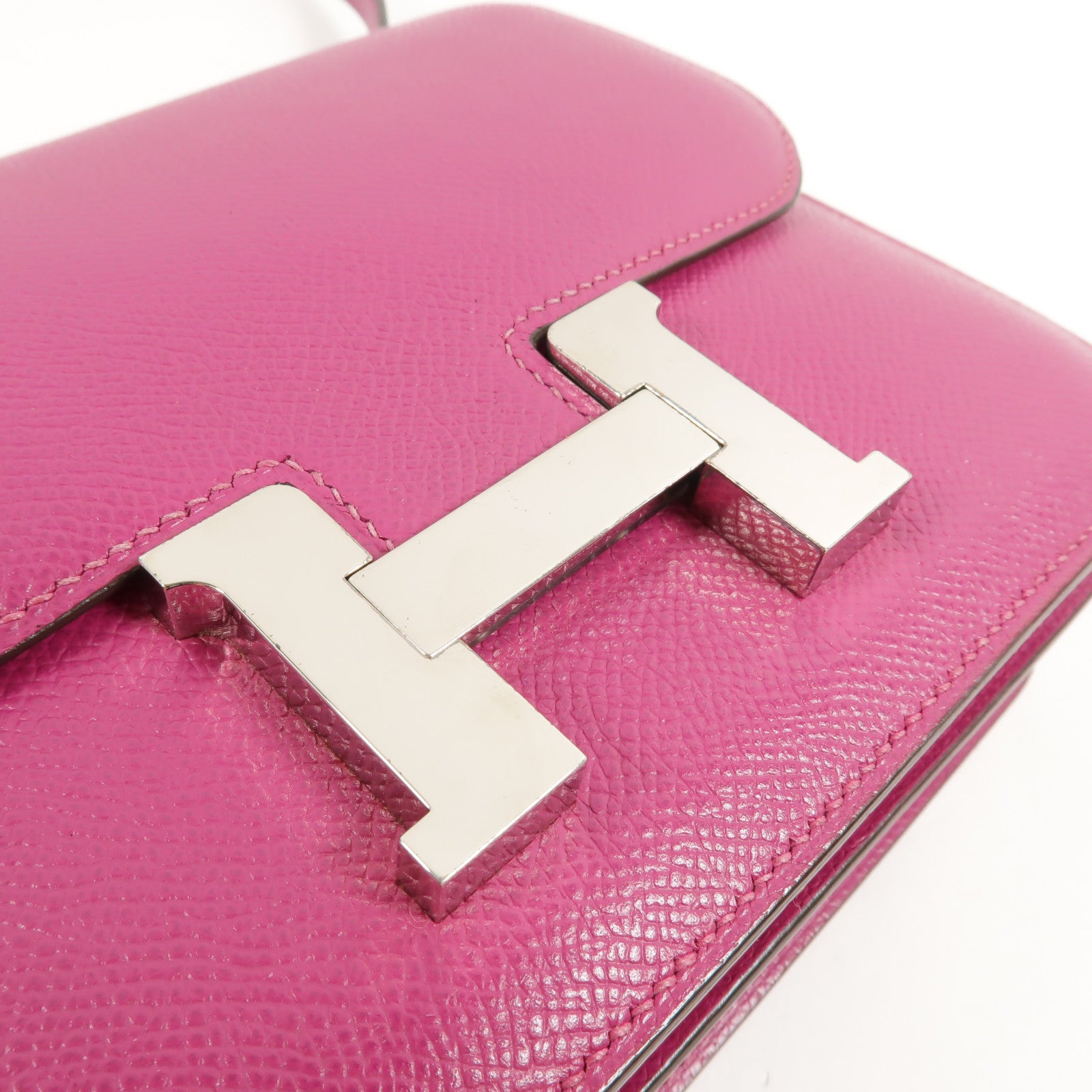 HERMES Epsom皮革Constance Mini肩背袋Rose Pourpre