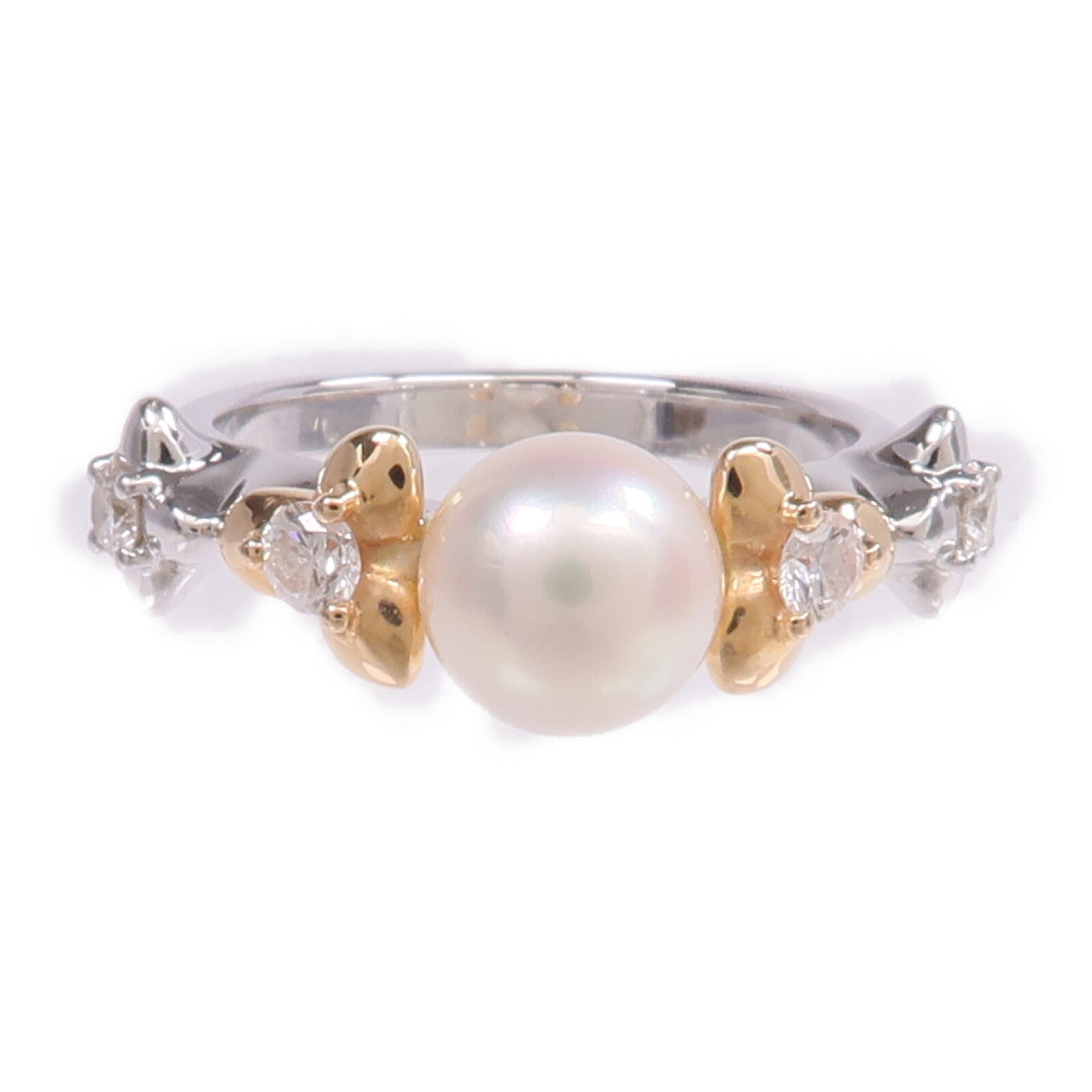 MIKIMOTO 【激減優惠】18K白金/玫瑰金Pearl Diamond Ring珍珠鑽石戒指US#5.5