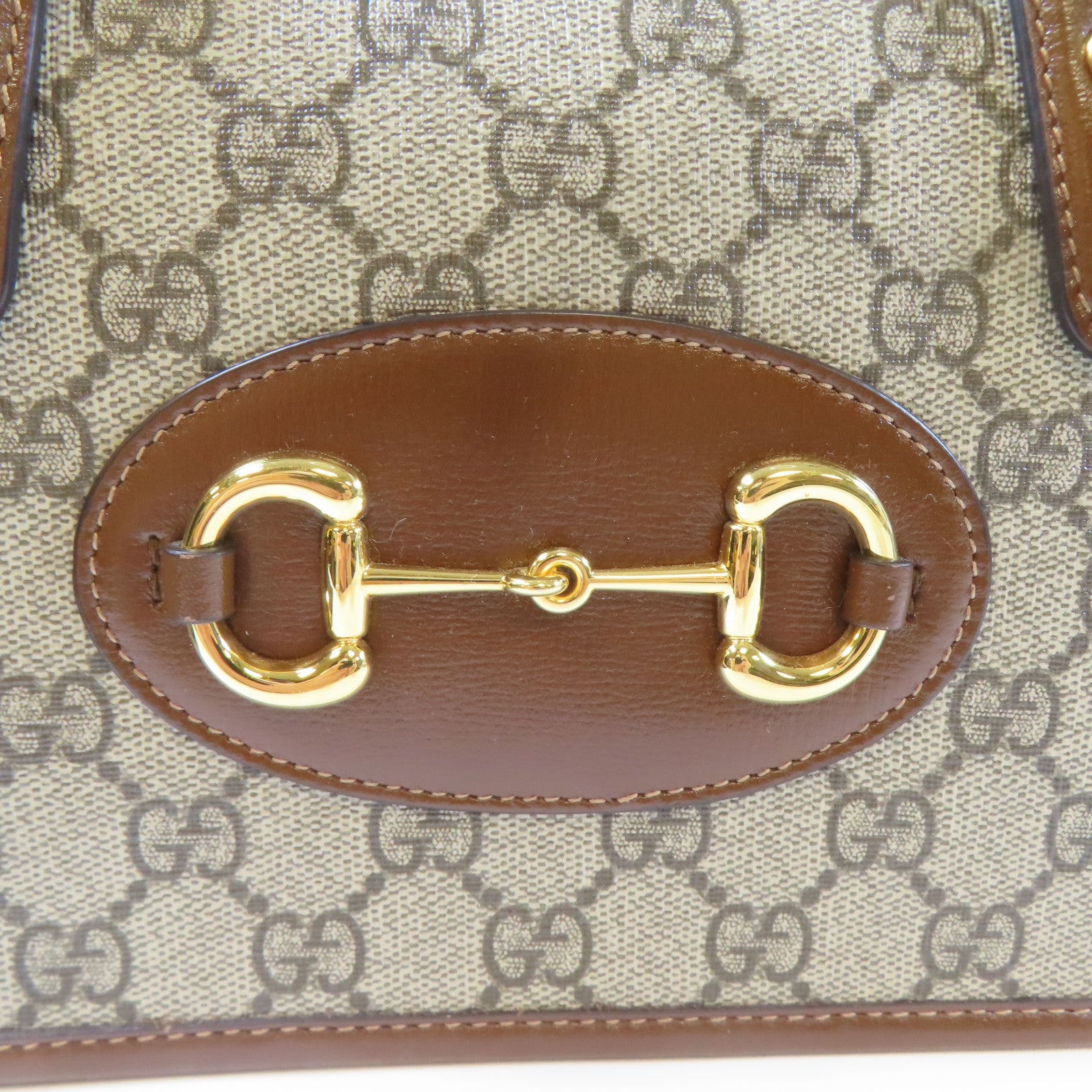 GUCCI 塗層帆布Horsebit 1955 Mini Top Handle Bag金扣手挽肩背兩用袋啡色