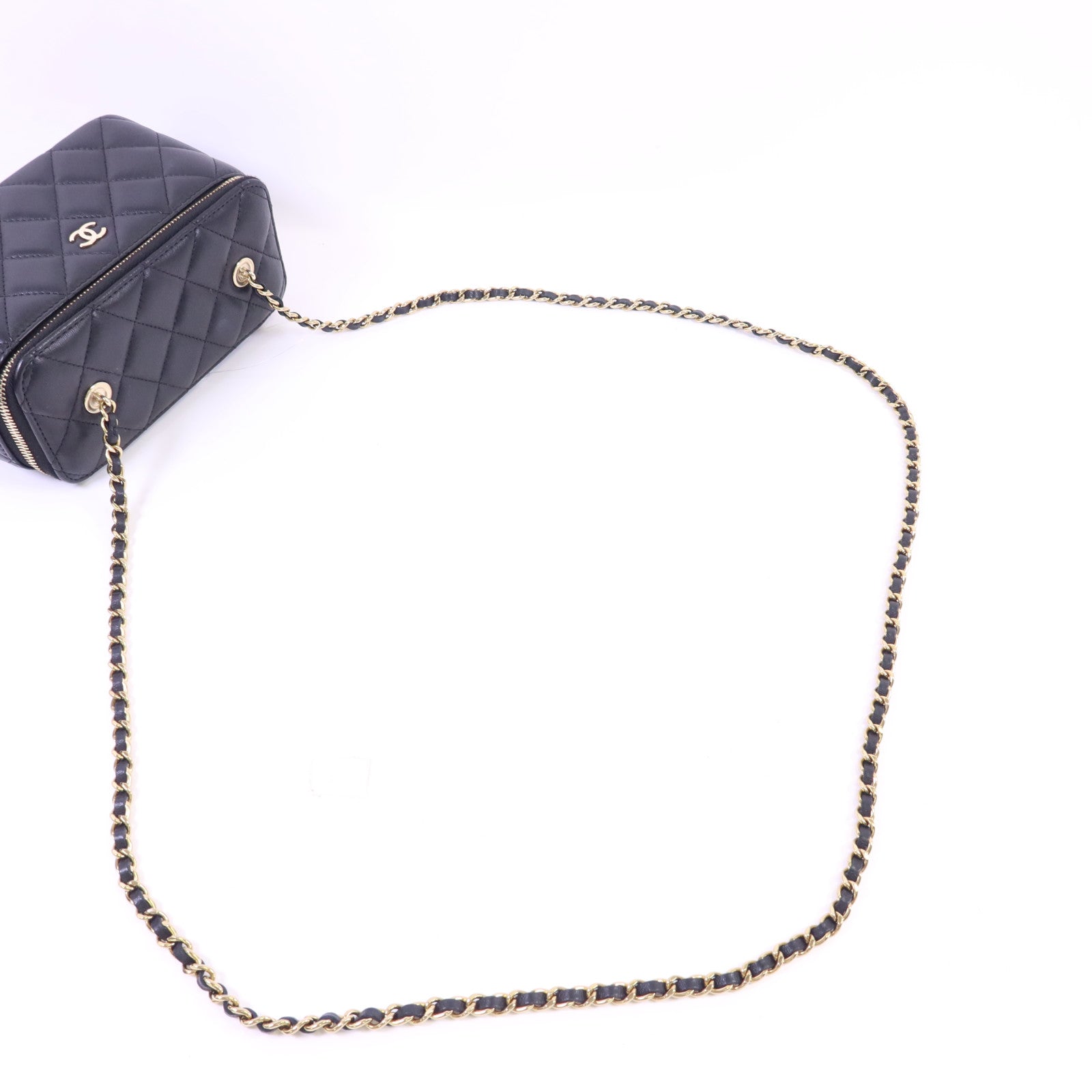 CHANEL 羊皮皮革Vanity Case金扣鏈帶肩背袋