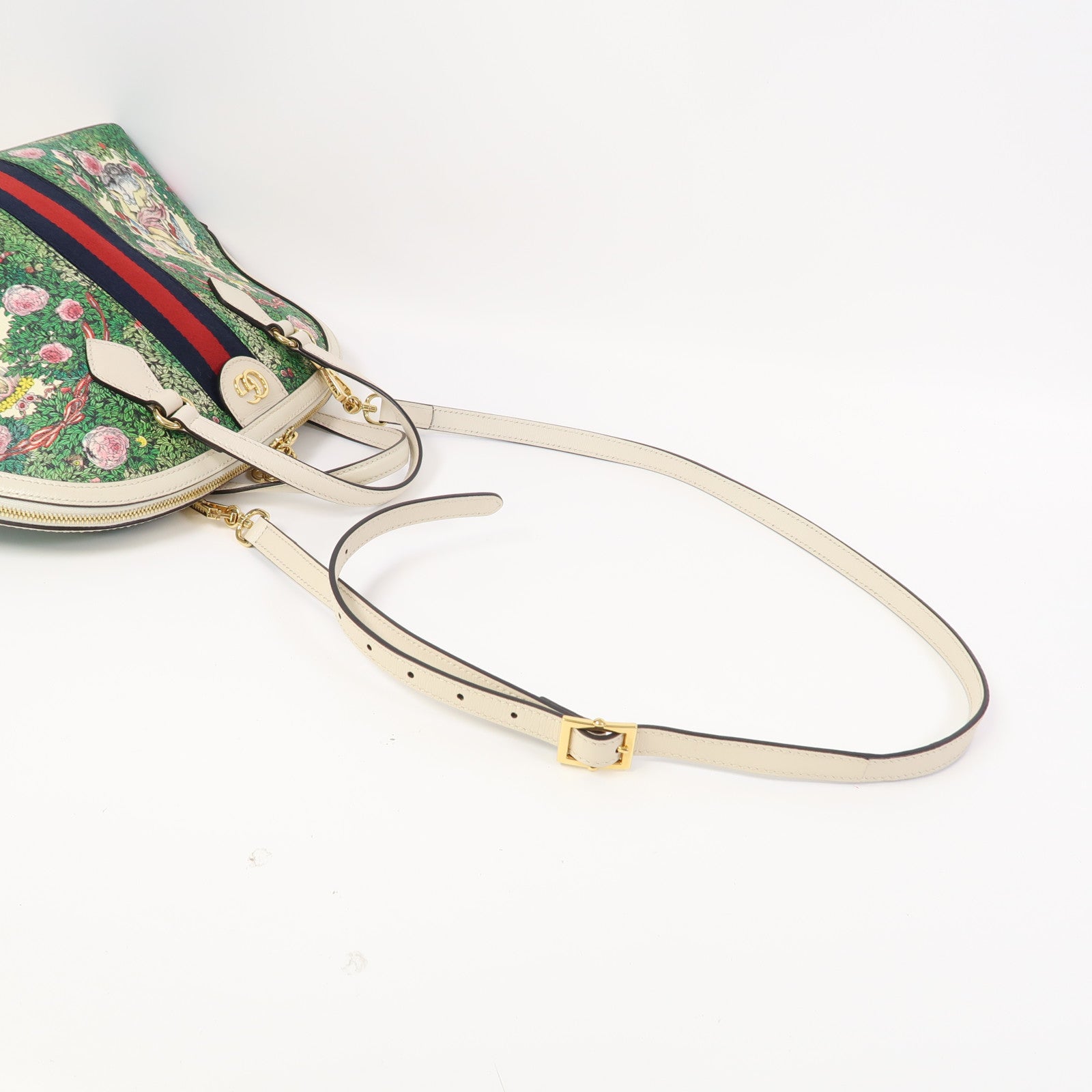 GUCCI 塗層帆布2018 Yuko Higuchi Ophidia金扣手挽肩背兩用袋綠色