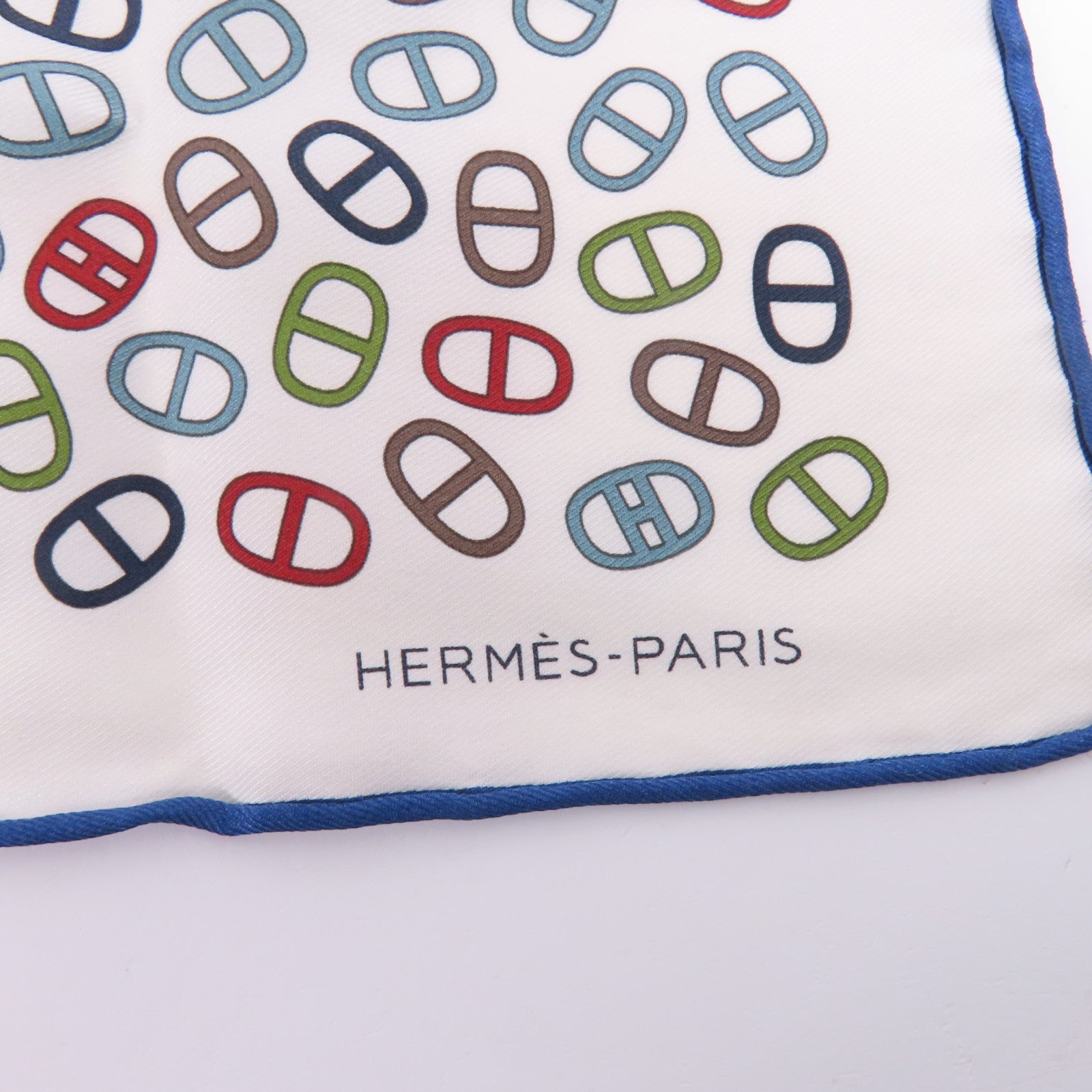 HERMES Scarf Silk White Multicolor