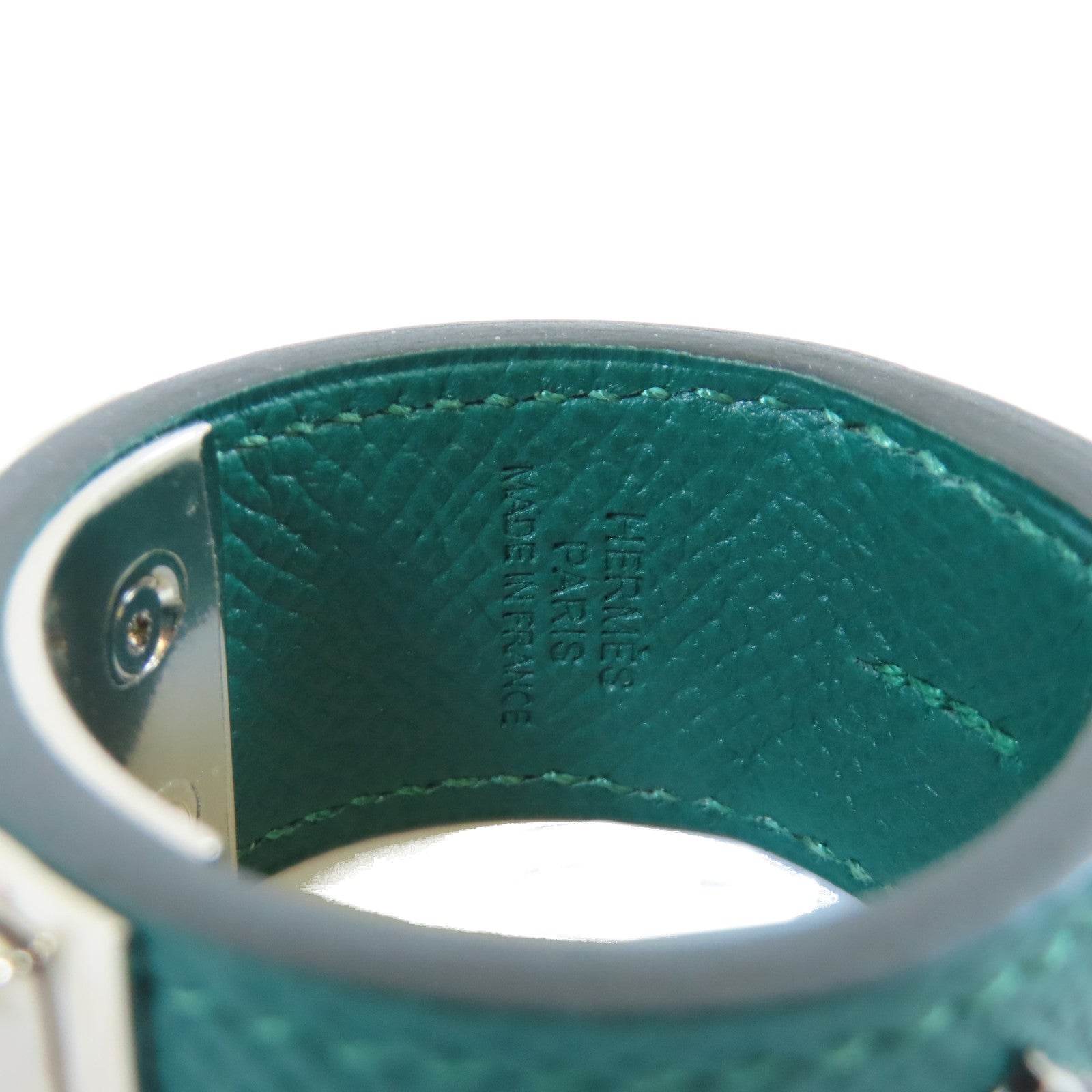 HERMES **【激減優惠】Epsom皮革Medor Collier de Chien Bag Charm銀扣掛飾Malachite孔雀綠色