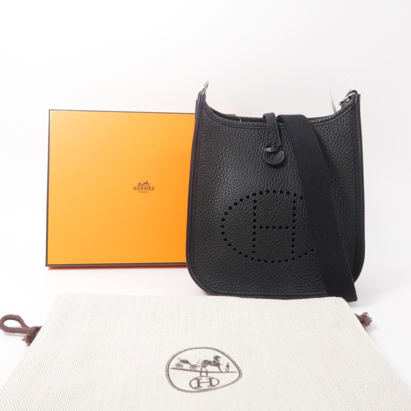 HERMES Clemence皮革Evelyne TPM肩背袋Noir