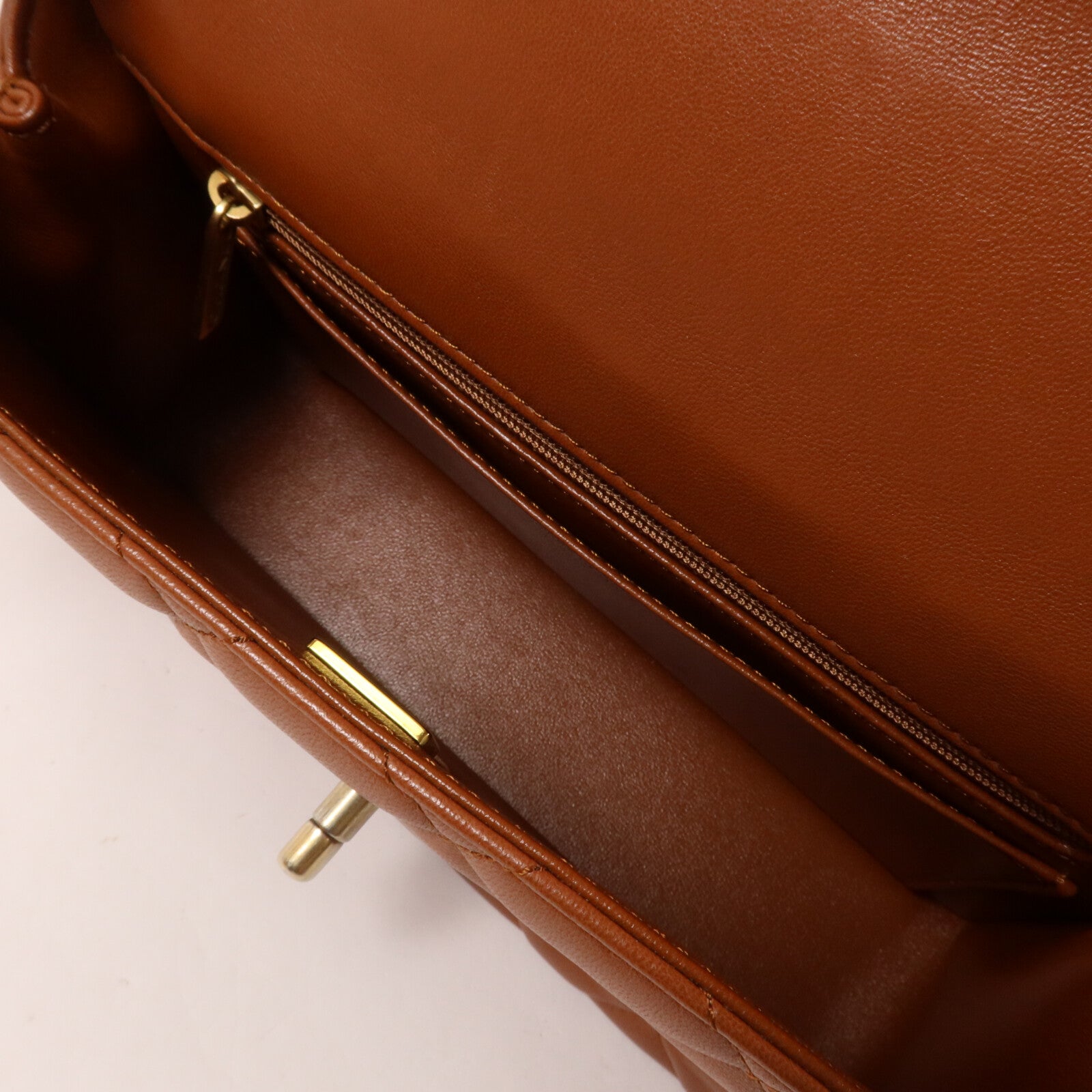 CHANEL 羊皮皮革Flap Bag with Top Handle鏈帶手挽肩背兩用袋