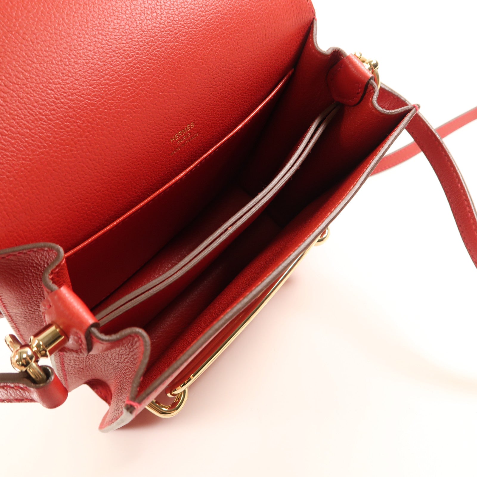 HERMES Evercolor皮革Mini Roulis金扣肩背袋