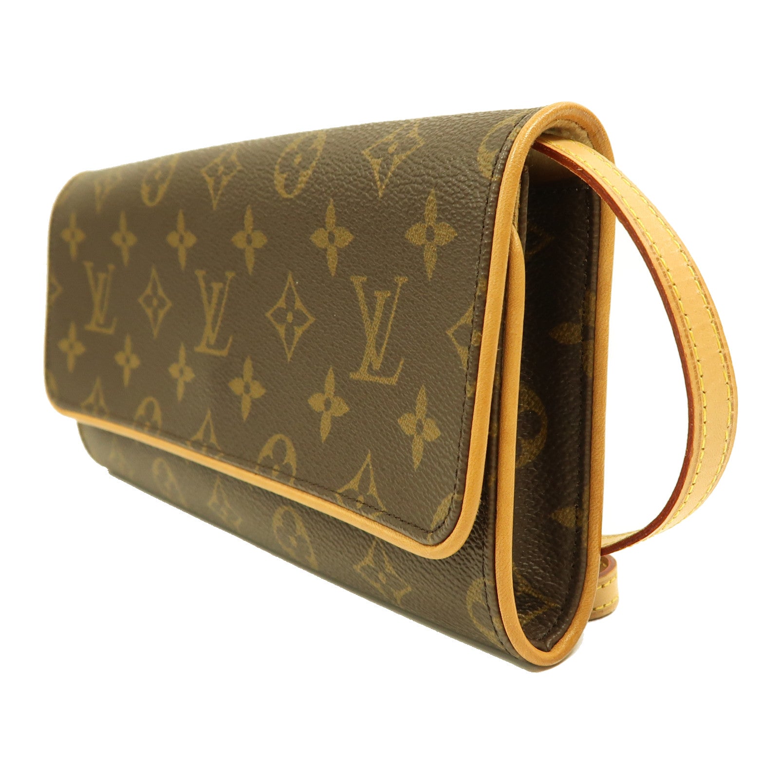 LOUIS VUITTON Monogram Pechette Twin GM金扣肩背袋啡色